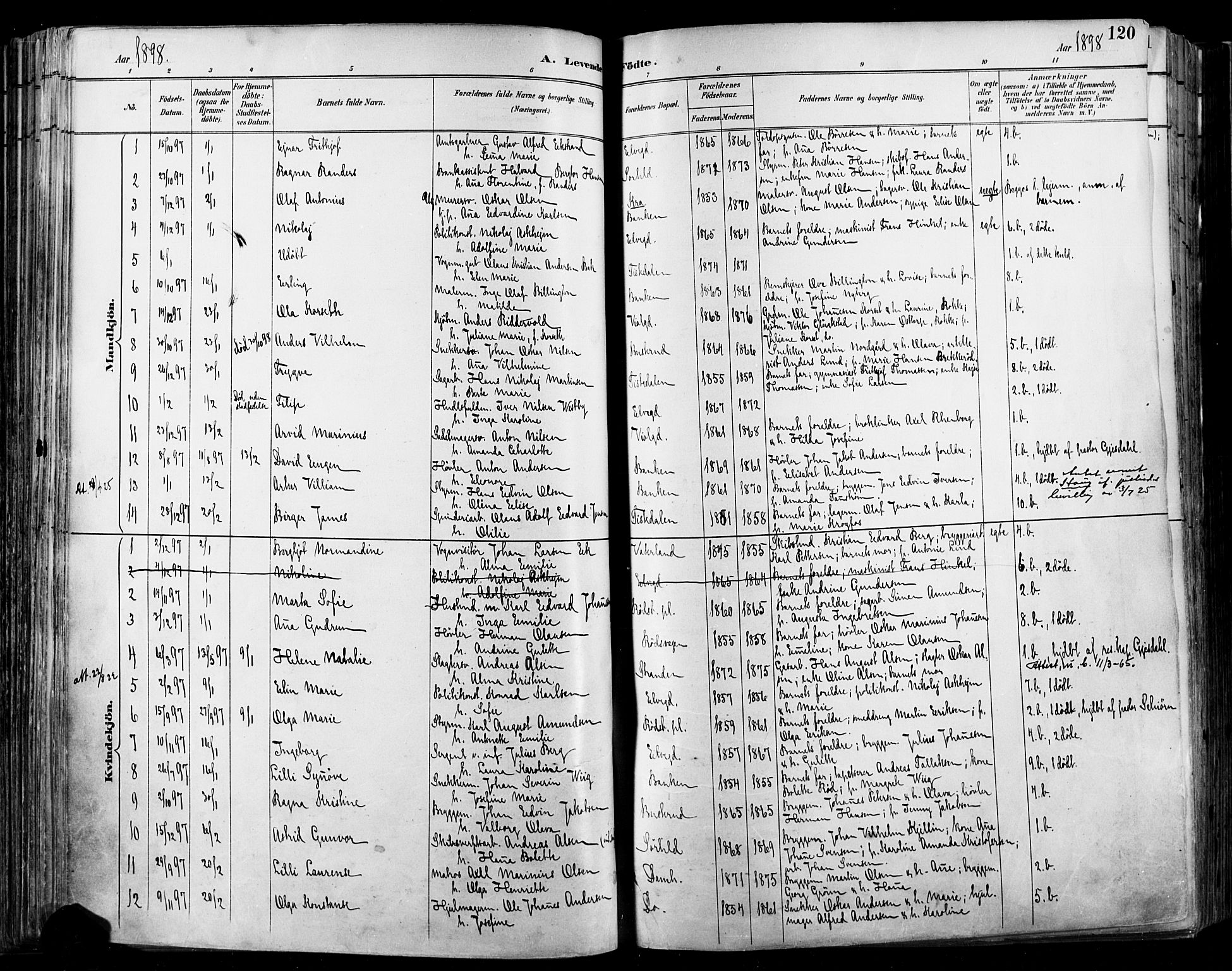 Halden prestekontor Kirkebøker, SAO/A-10909/F/Fa/L0013: Ministerialbok nr. I 13, 1890-1906, s. 120