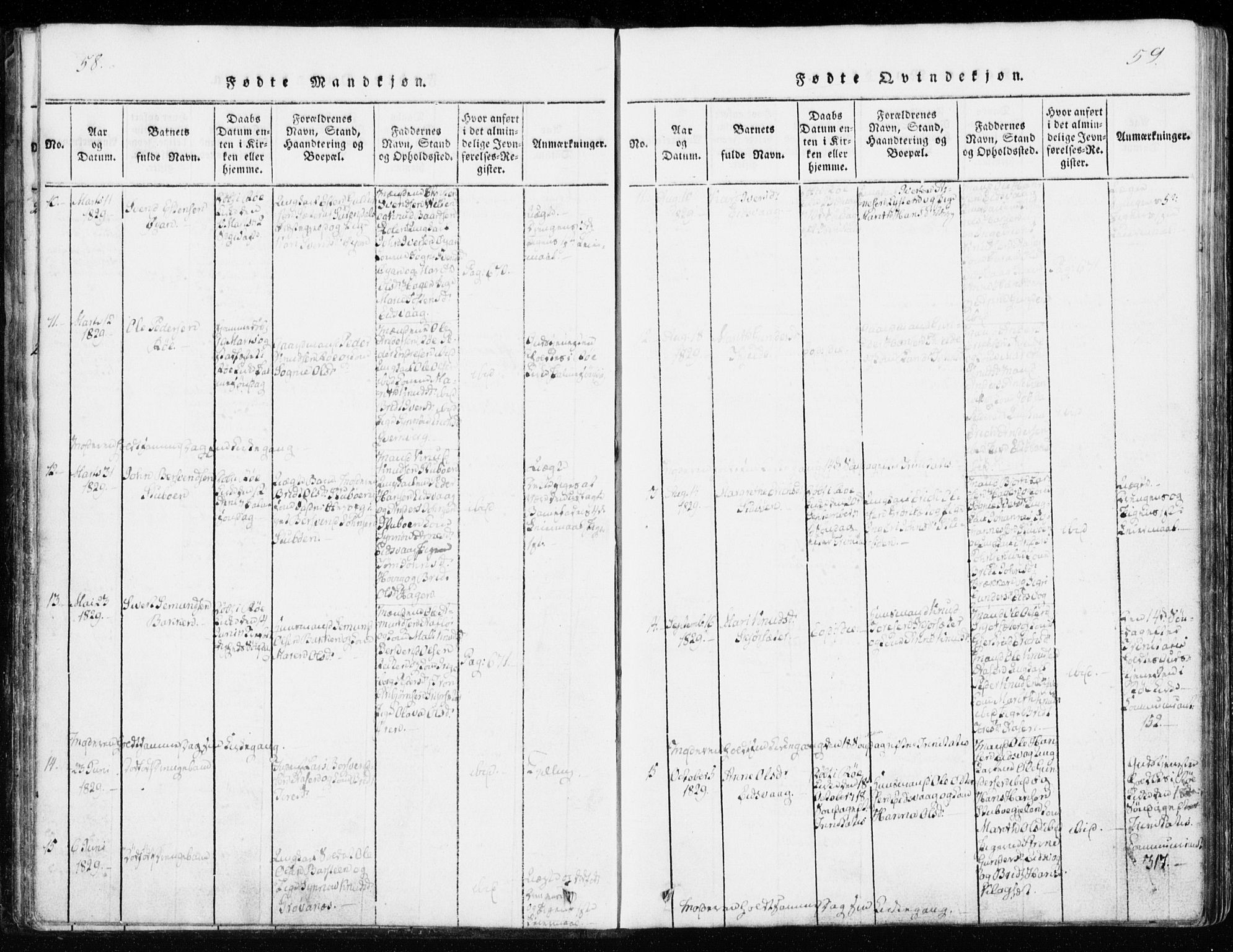 Ministerialprotokoller, klokkerbøker og fødselsregistre - Møre og Romsdal, SAT/A-1454/551/L0623: Ministerialbok nr. 551A03, 1818-1831, s. 58-59