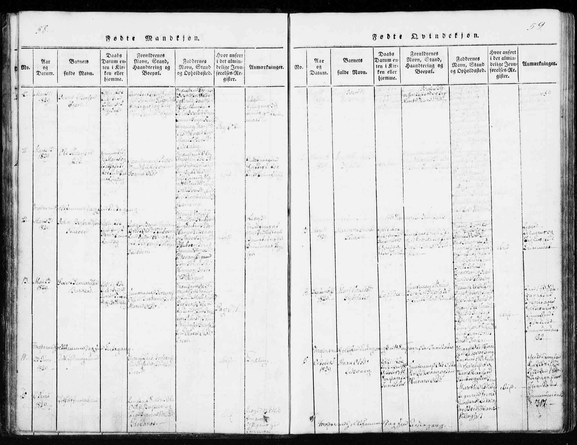 Ministerialprotokoller, klokkerbøker og fødselsregistre - Møre og Romsdal, AV/SAT-A-1454/551/L0623: Ministerialbok nr. 551A03, 1818-1831, s. 58-59