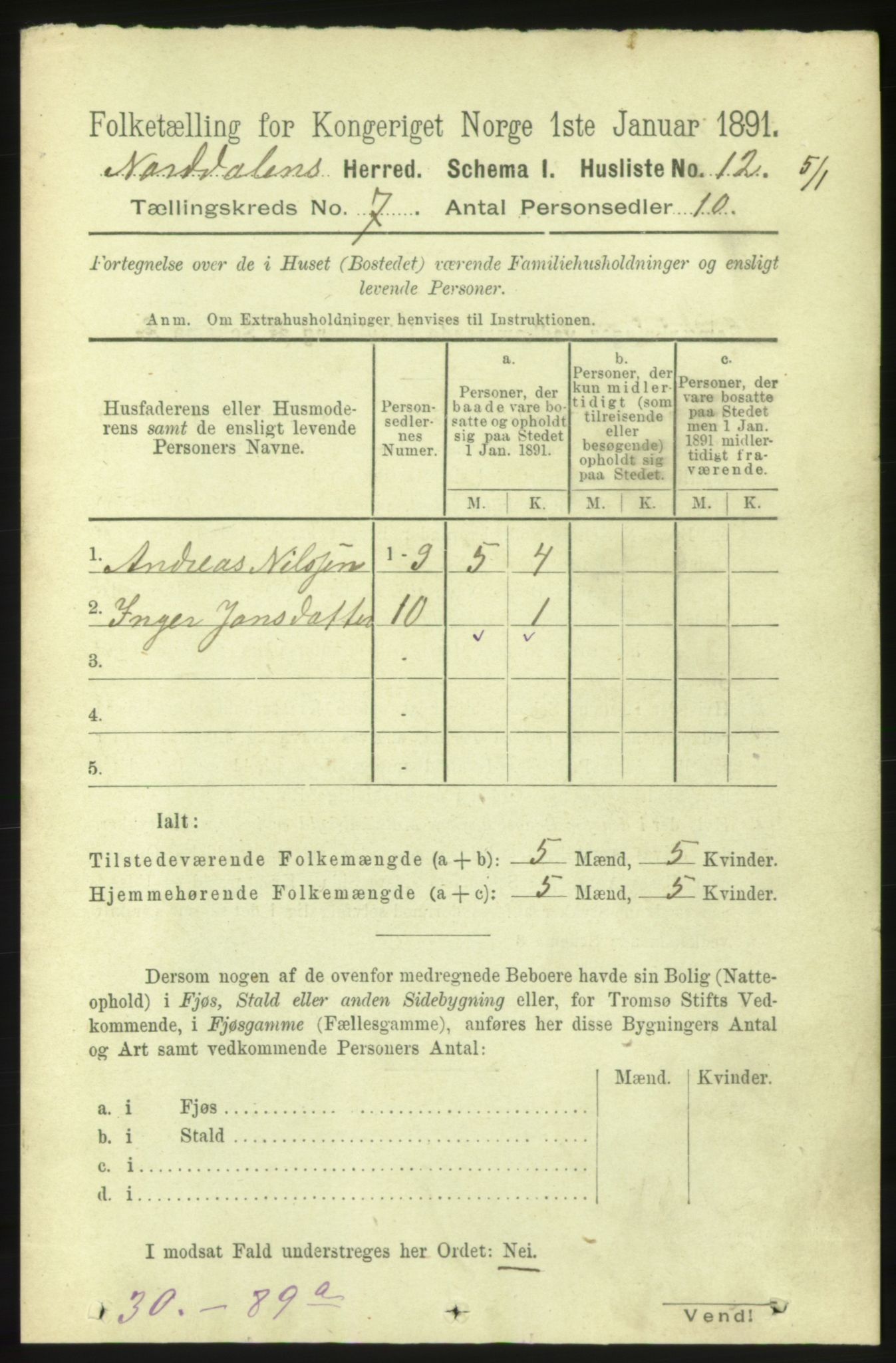 RA, Folketelling 1891 for 1524 Norddal herred, 1891, s. 1286