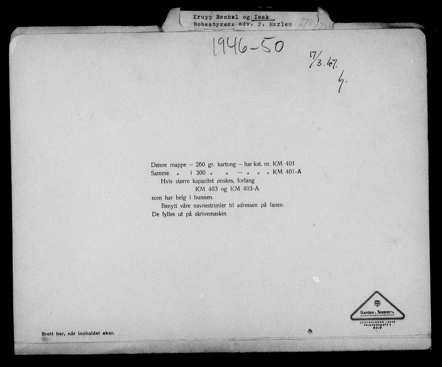Justisdepartementet, Tilbakeføringskontoret for inndratte formuer, AV/RA-S-1564/H/Hc/Hcc/L0953: --, 1945-1947, s. 586
