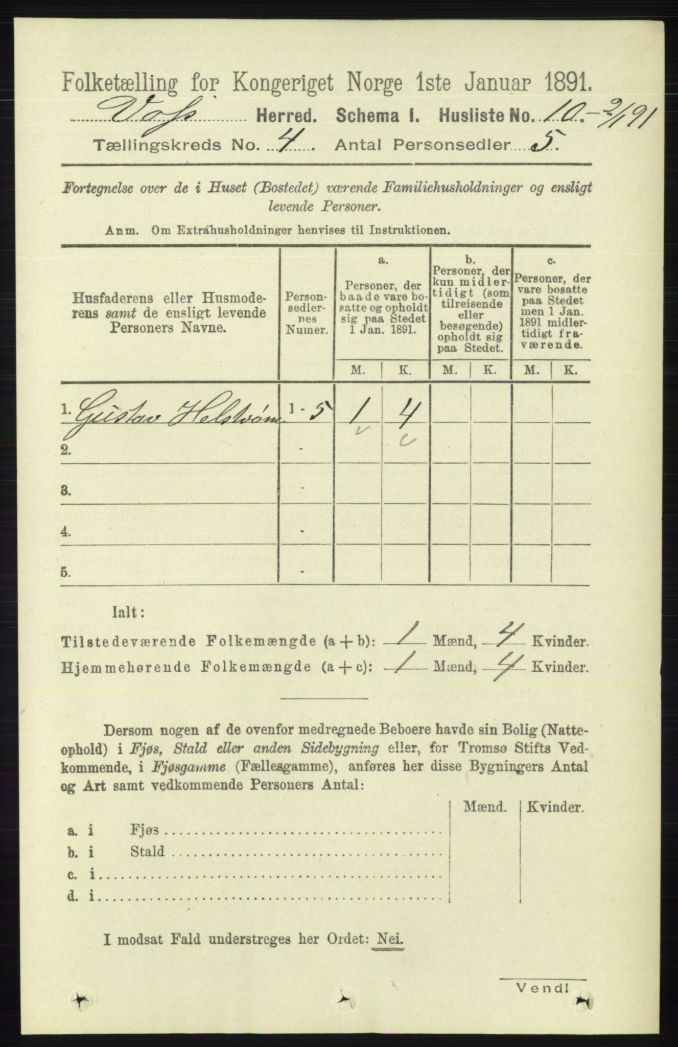 RA, Folketelling 1891 for 1235 Voss herred, 1891, s. 1437