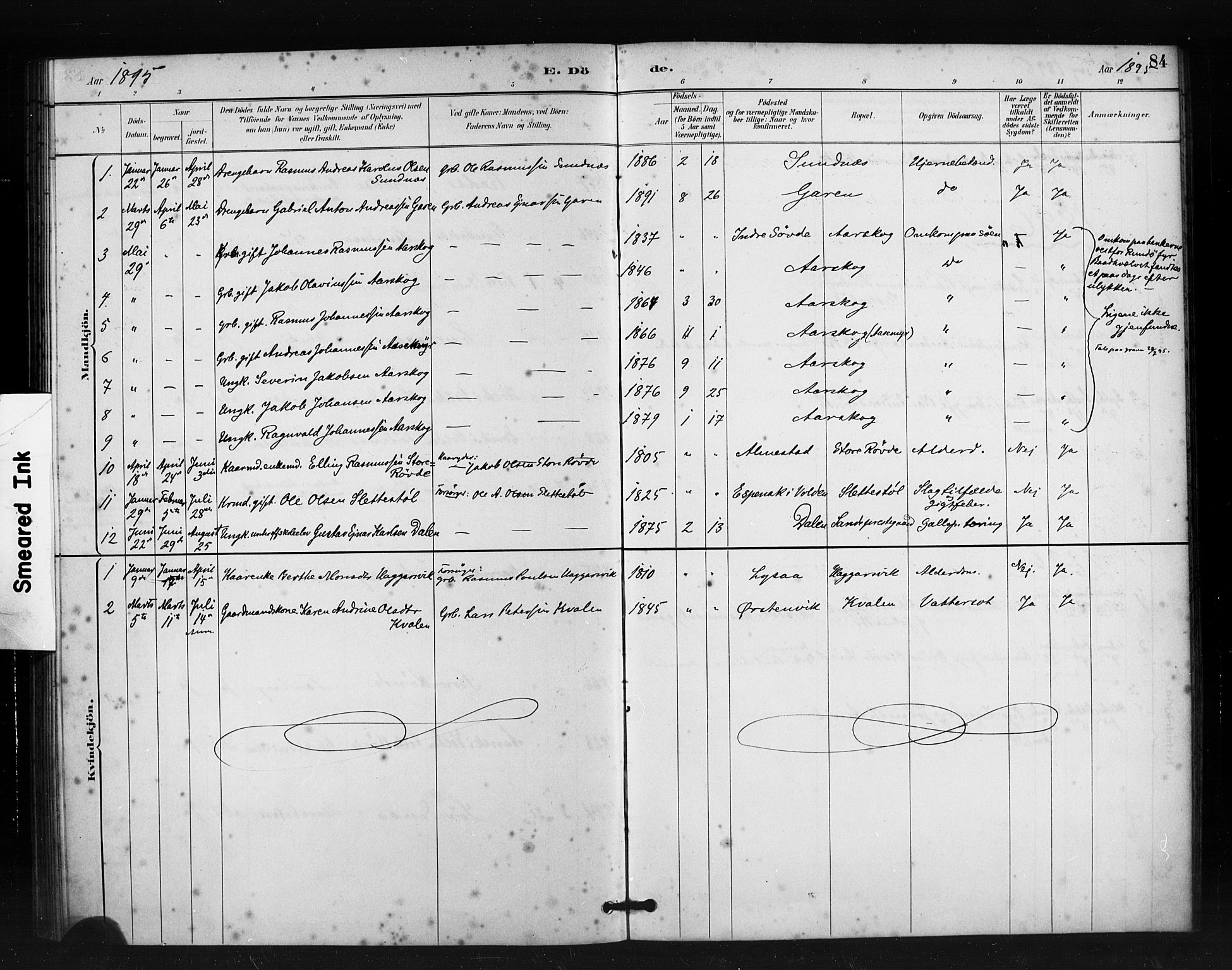Ministerialprotokoller, klokkerbøker og fødselsregistre - Møre og Romsdal, SAT/A-1454/504/L0056: Ministerialbok nr. 504A03, 1884-1904, s. 84