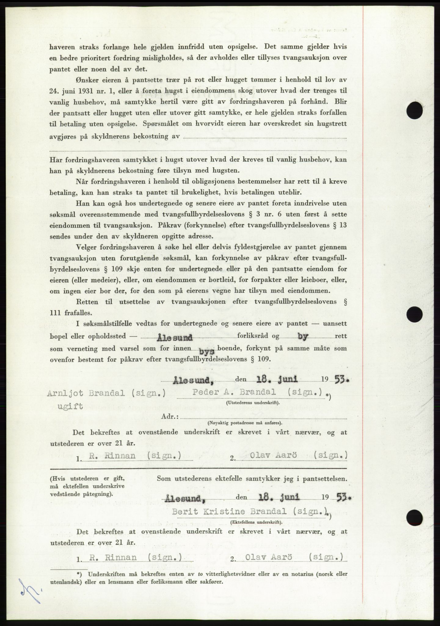 Søre Sunnmøre sorenskriveri, AV/SAT-A-4122/1/2/2C/L0123: Pantebok nr. 11B, 1953-1953, Dagboknr: 1634/1953