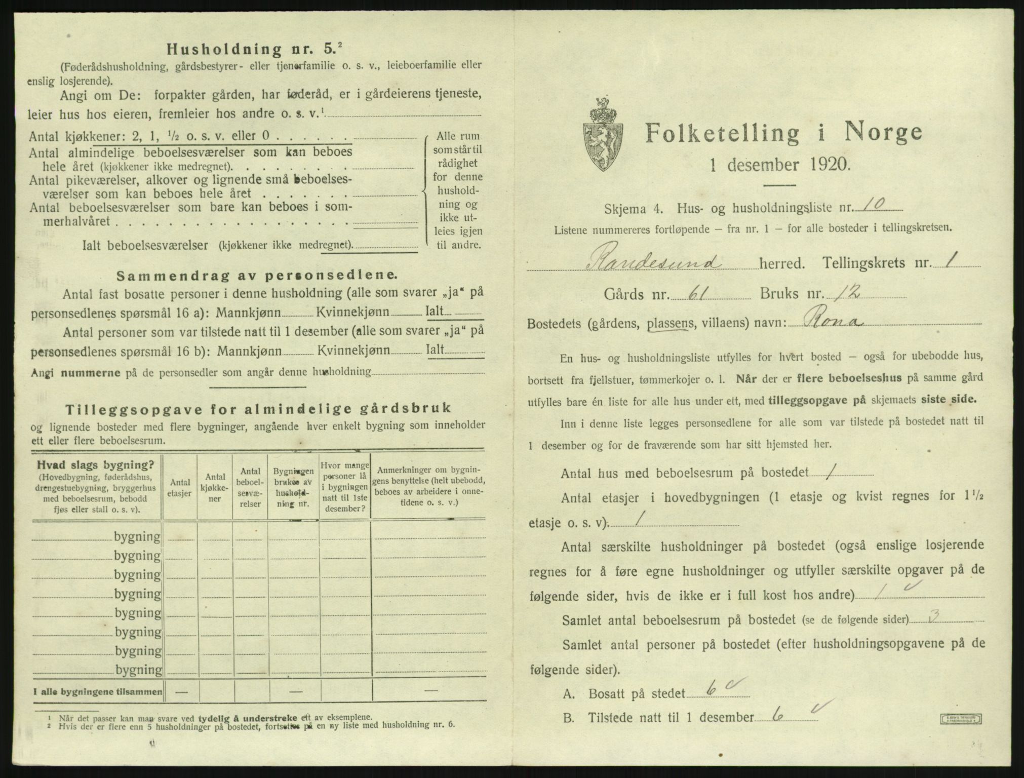 SAK, Folketelling 1920 for 1011 Randesund herred, 1920, s. 50