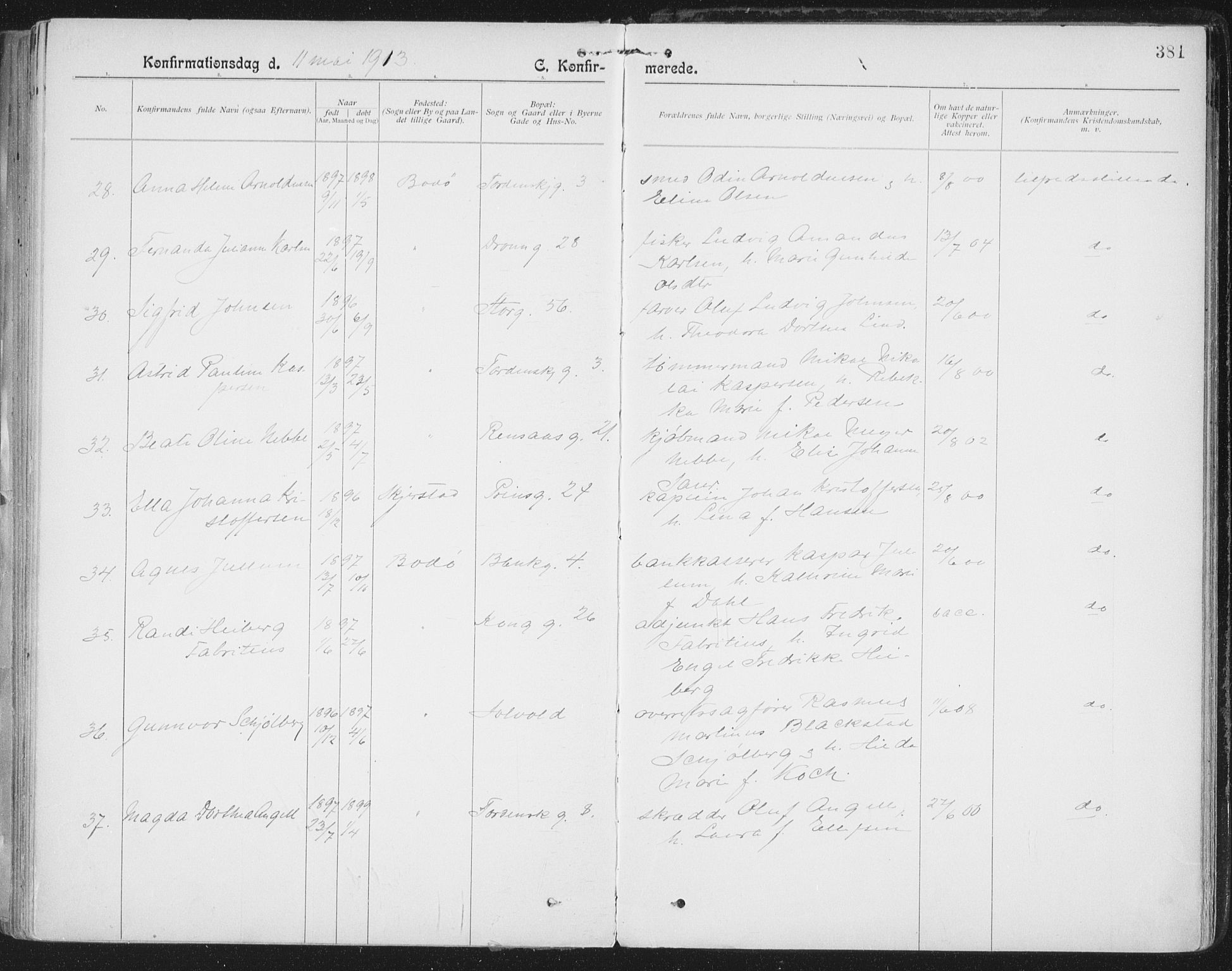 Ministerialprotokoller, klokkerbøker og fødselsregistre - Nordland, AV/SAT-A-1459/801/L0011: Ministerialbok nr. 801A11, 1900-1916, s. 381