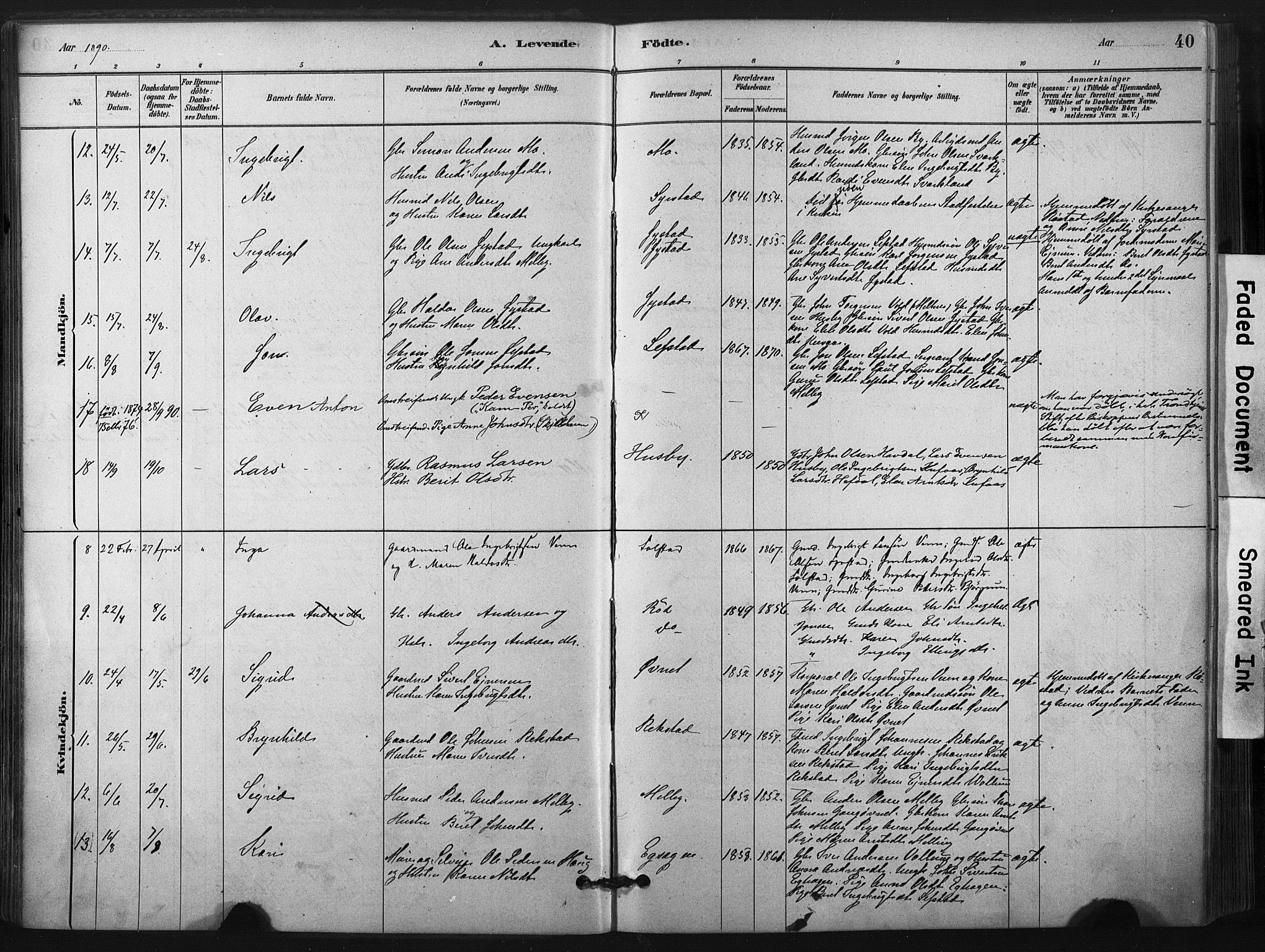 Ministerialprotokoller, klokkerbøker og fødselsregistre - Sør-Trøndelag, SAT/A-1456/667/L0795: Ministerialbok nr. 667A03, 1879-1907, s. 40