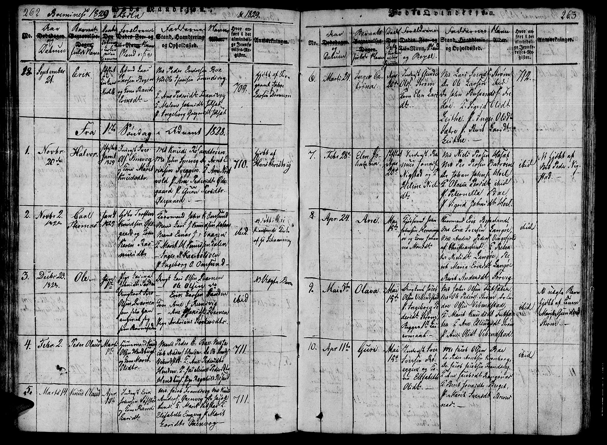 Ministerialprotokoller, klokkerbøker og fødselsregistre - Møre og Romsdal, AV/SAT-A-1454/568/L0800: Ministerialbok nr. 568A09 /2, 1820-1830, s. 262-263