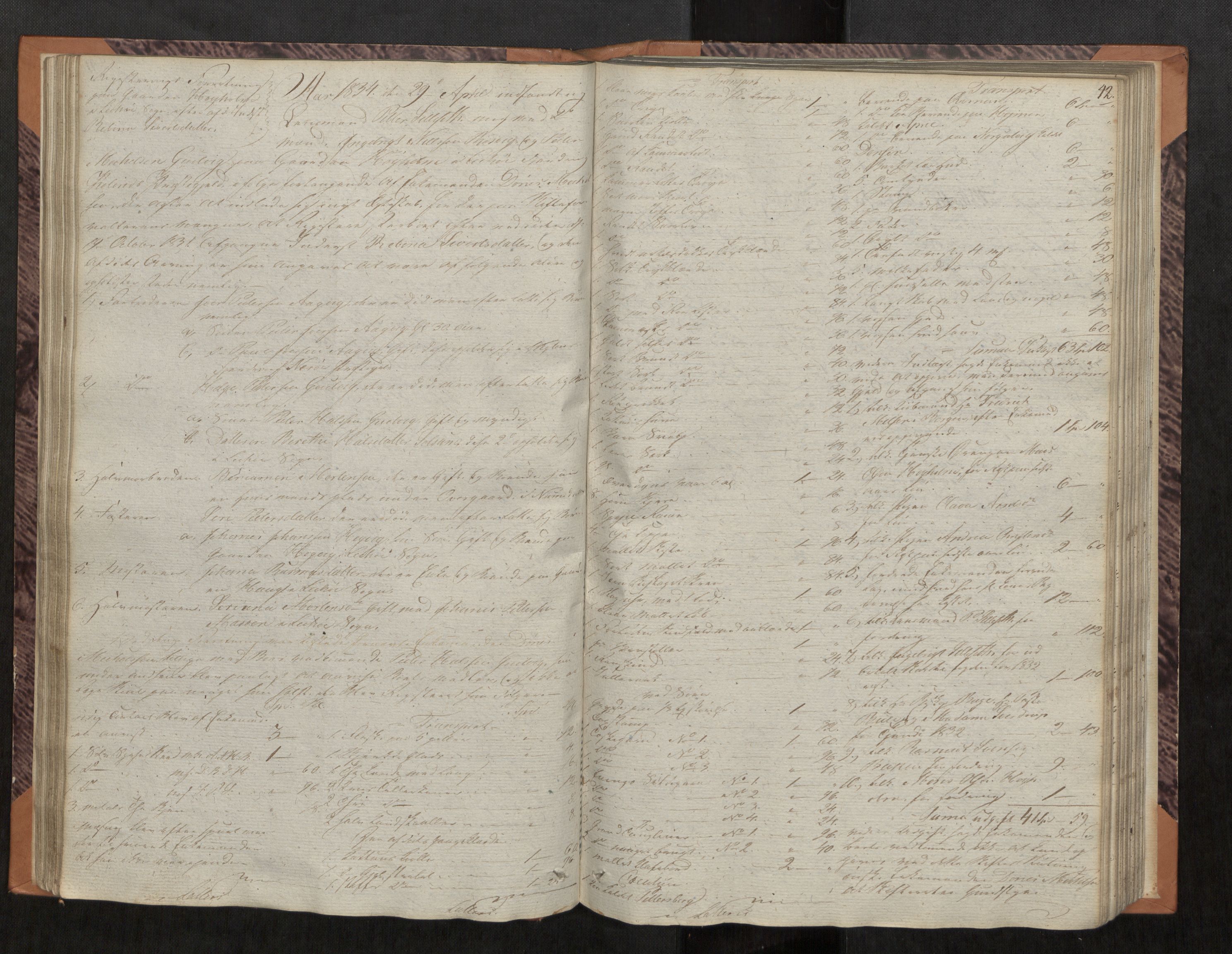 Namdal sorenskriveri, AV/SAT-A-4133/1/3/3Ca/L0001: Skifteregistreringsprotokoll, 1829-1840, s. 42
