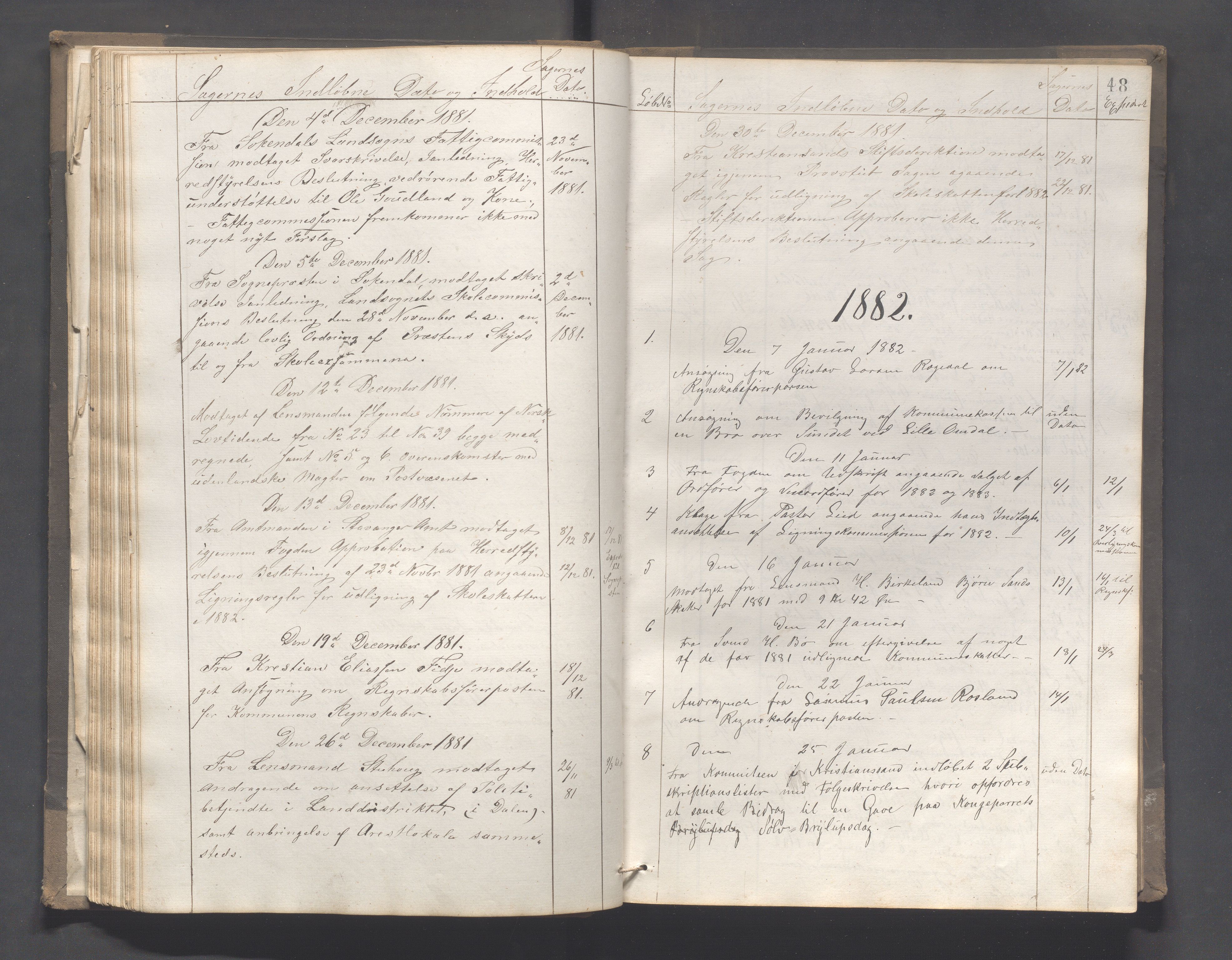 Sokndal kommune - Formannskapet/Sentraladministrasjonen, IKAR/K-101099/C/Ca/L0002: Journal, 1873-1904, s. 48