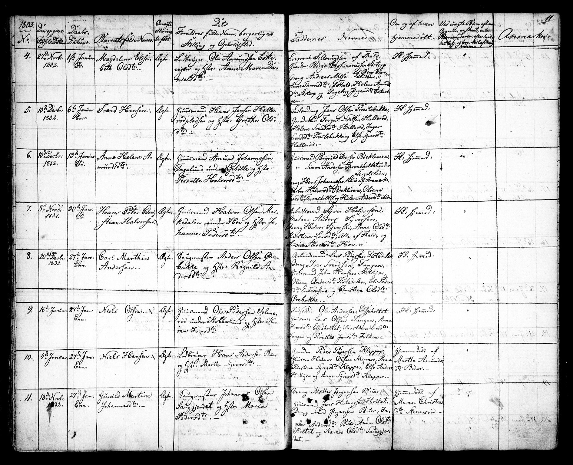 Idd prestekontor Kirkebøker, AV/SAO-A-10911/F/Fc/L0003: Ministerialbok nr. III 3, 1832-1847, s. 11