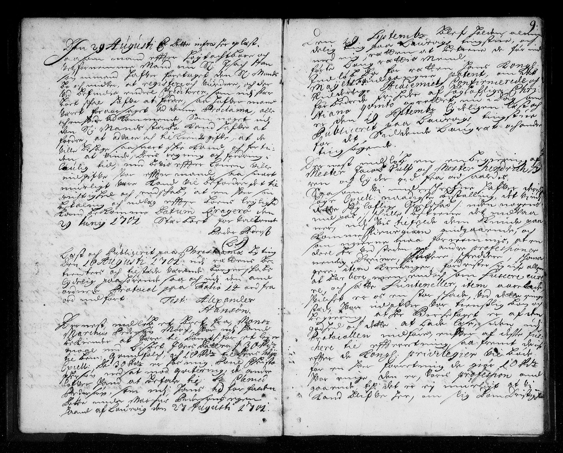 Larvik byfogd, AV/SAKO-A-218/F/Fa/L0007: Tingbok., 1701-1703, s. 9