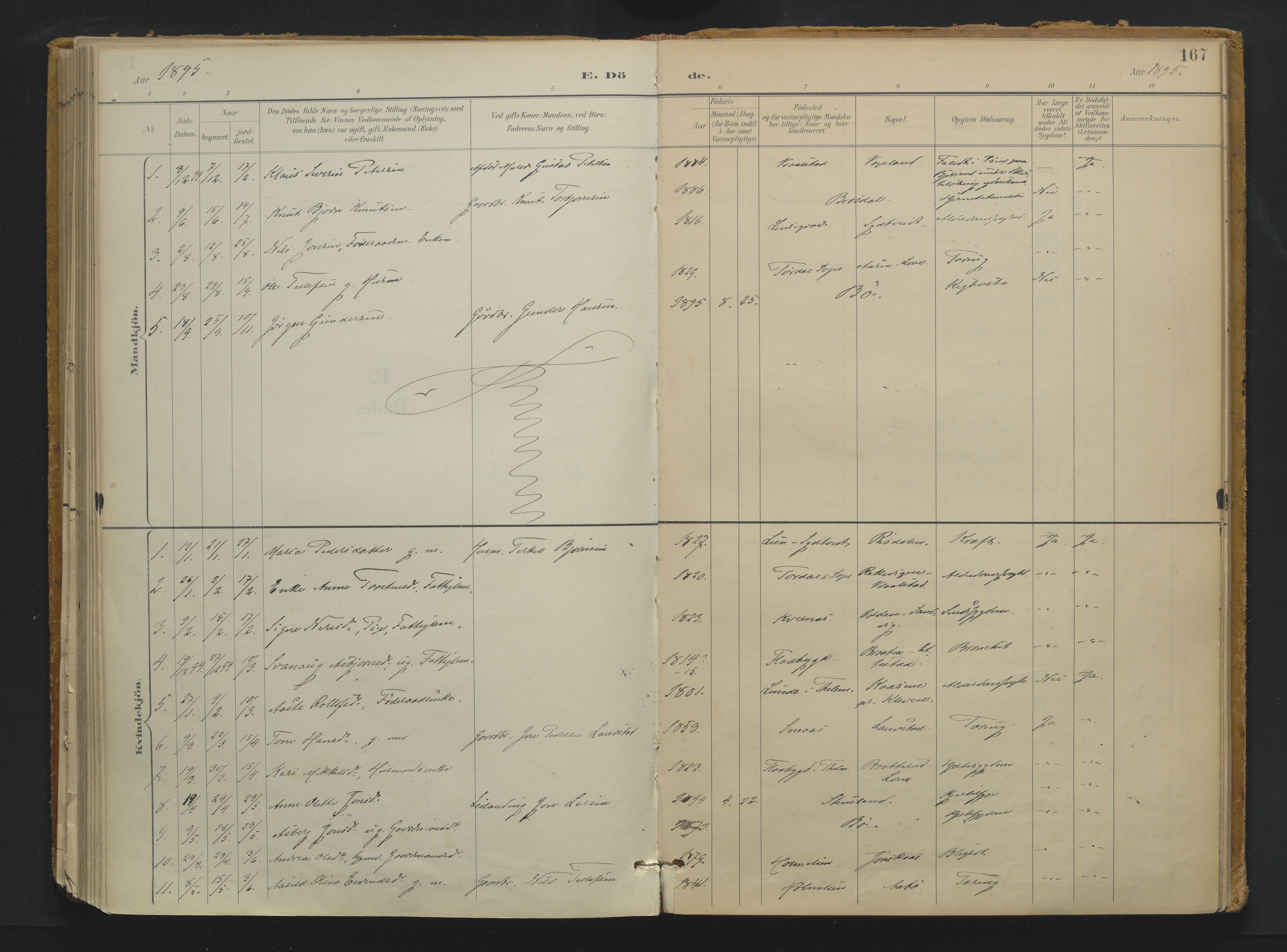 Drangedal kirkebøker, AV/SAKO-A-258/F/Fa/L0013: Ministerialbok nr. 13, 1895-1919, s. 167