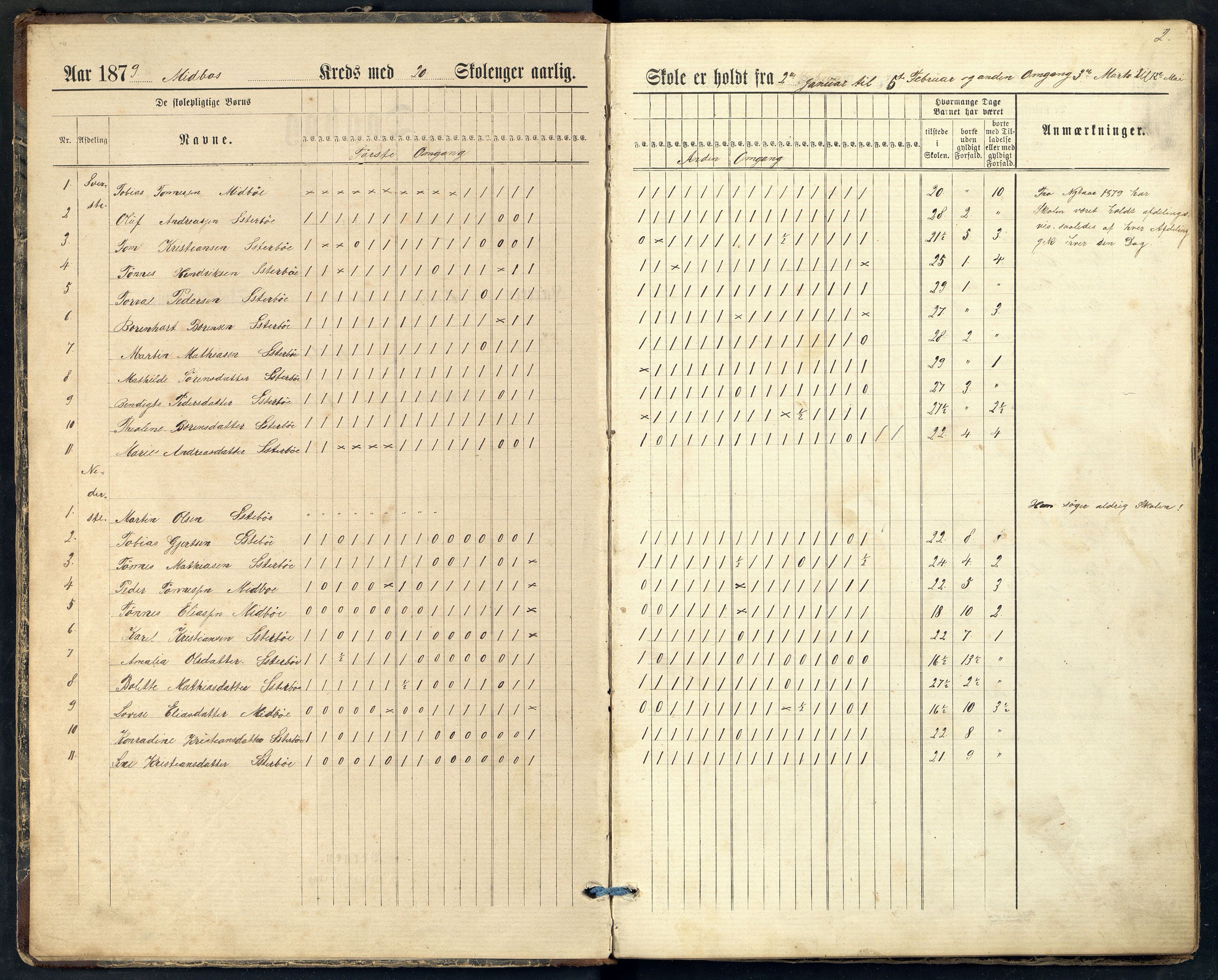 Nes og Hidra kommune - Berrefjord Skole, ARKSOR/1004NH555/I/L0001: Dagbok, 1879-1894