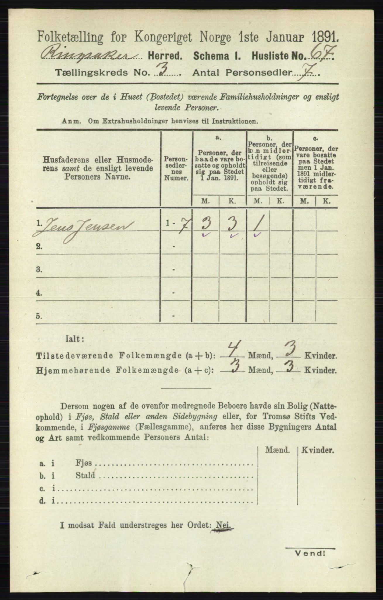 RA, Folketelling 1891 for 0412 Ringsaker herred, 1891, s. 1228