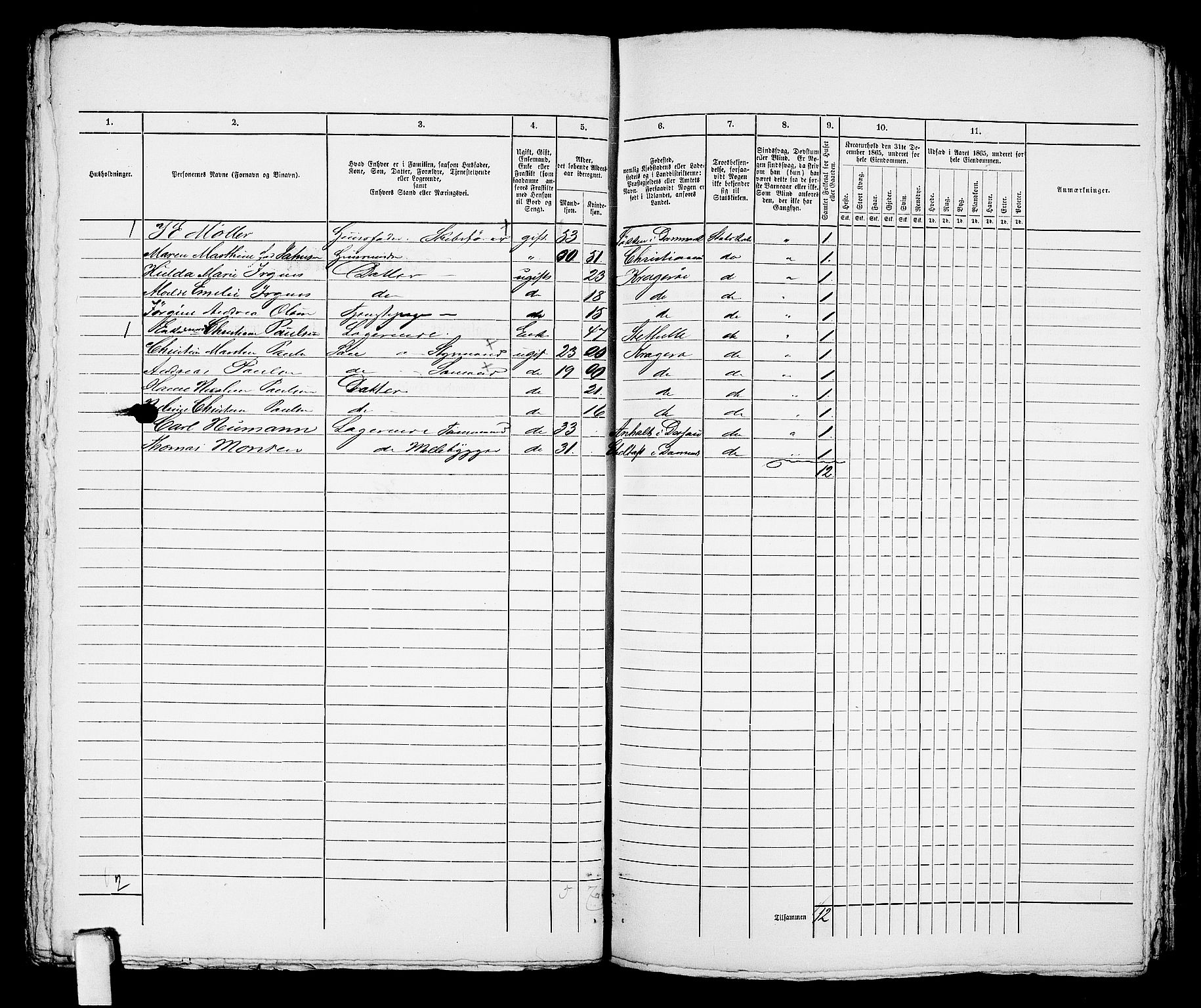 RA, Folketelling 1865 for 0801B Kragerø prestegjeld, Kragerø kjøpstad, 1865, s. 744