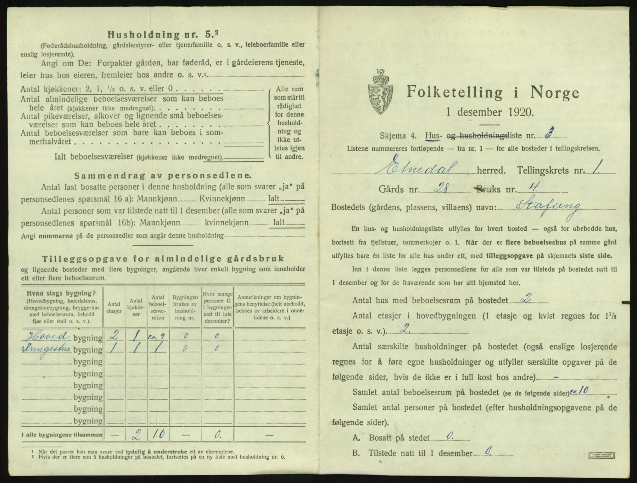 SAH, Folketelling 1920 for 0541 Etnedal herred, 1920, s. 48