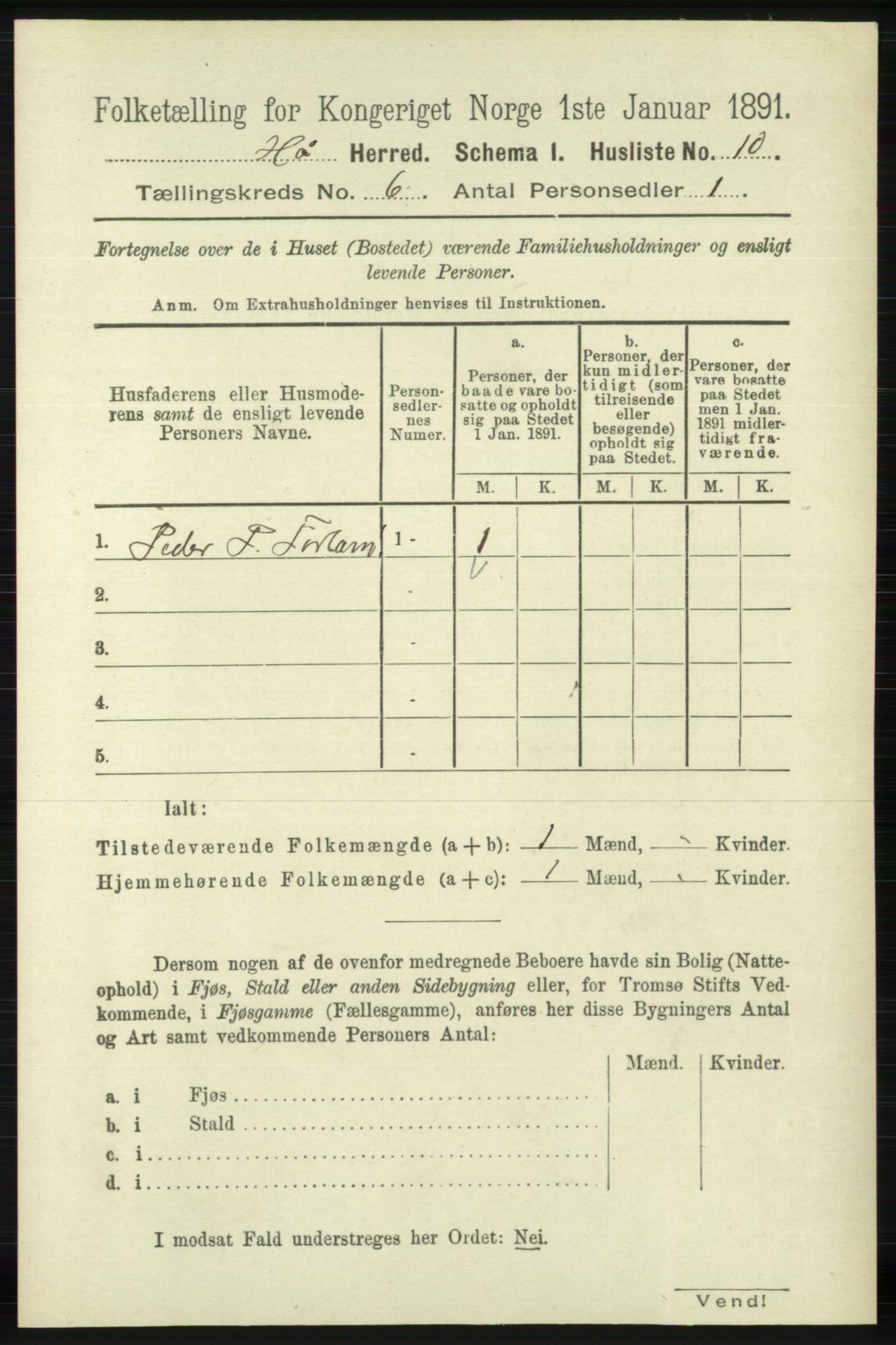 RA, Folketelling 1891 for 1119 Hå herred, 1891, s. 1697