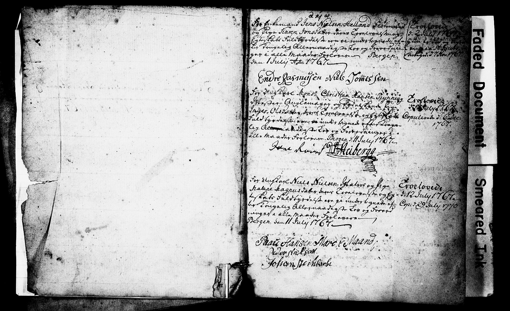 Domkirken sokneprestembete, SAB/A-74801: Forlovererklæringer nr. II.5.1, 1767-1792, s. 2