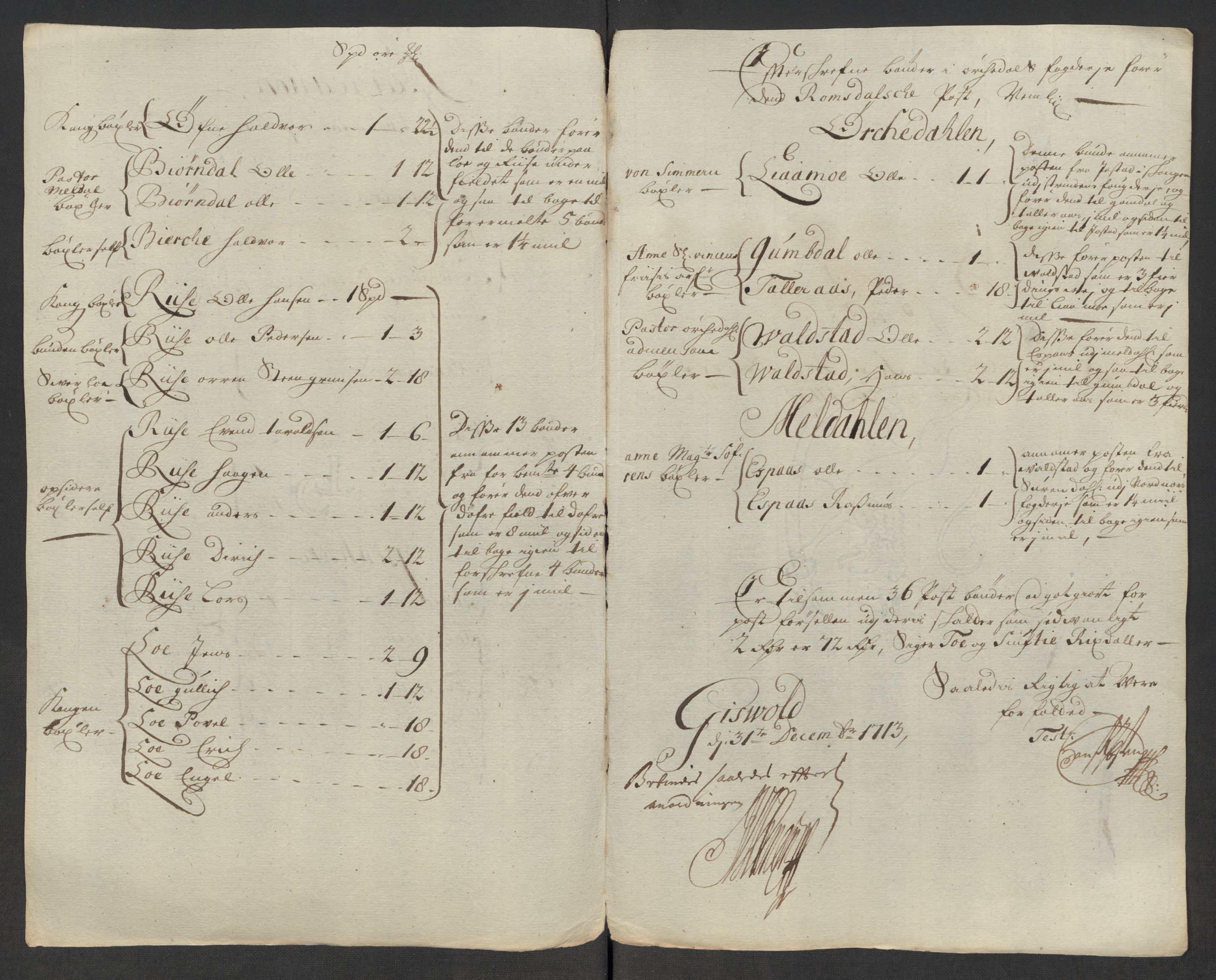 Rentekammeret inntil 1814, Reviderte regnskaper, Fogderegnskap, RA/EA-4092/R60/L3964: Fogderegnskap Orkdal og Gauldal, 1713, s. 455