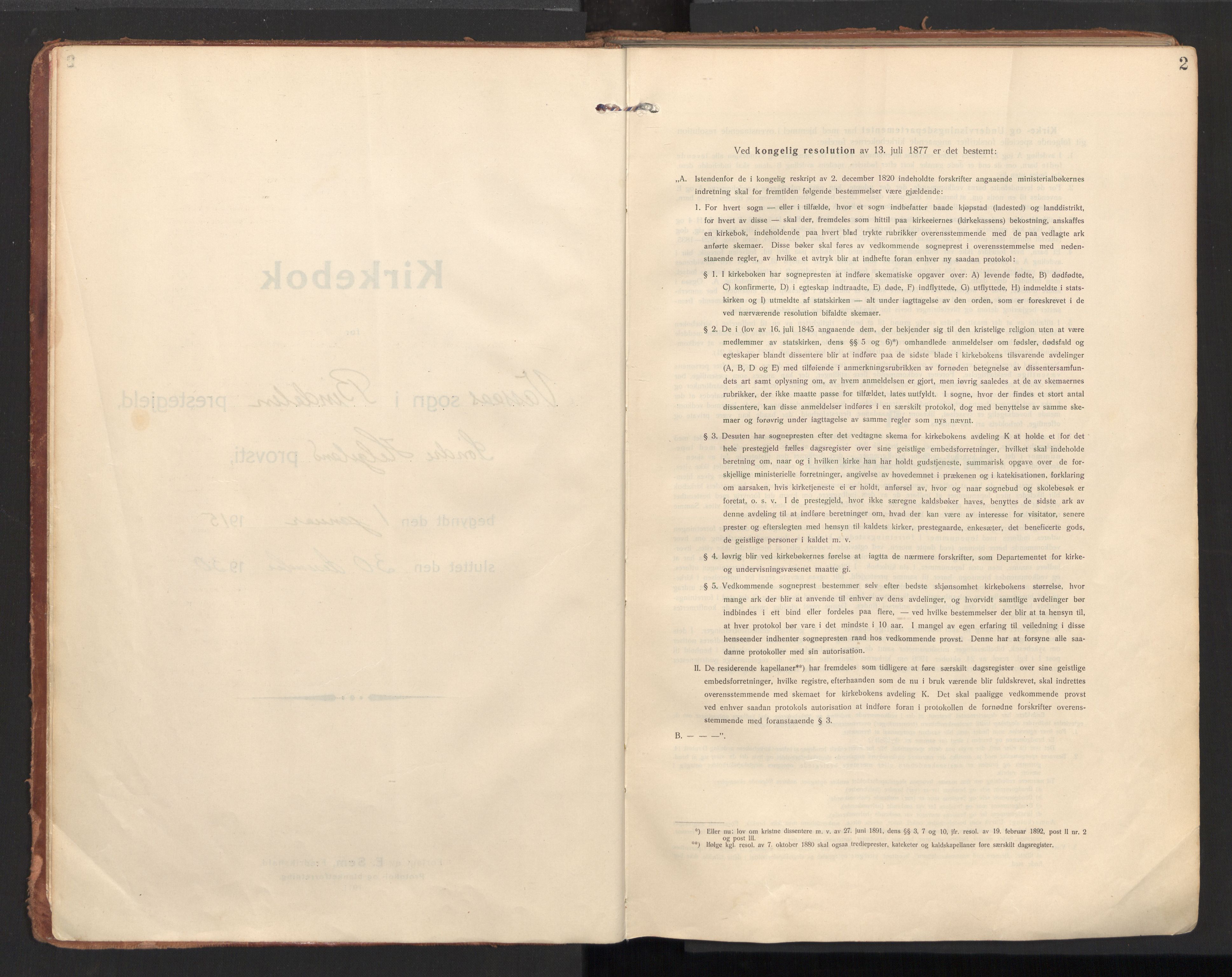 Ministerialprotokoller, klokkerbøker og fødselsregistre - Nordland, SAT/A-1459/810/L0156: Ministerialbok nr. 810A15, 1915-1930, s. 2