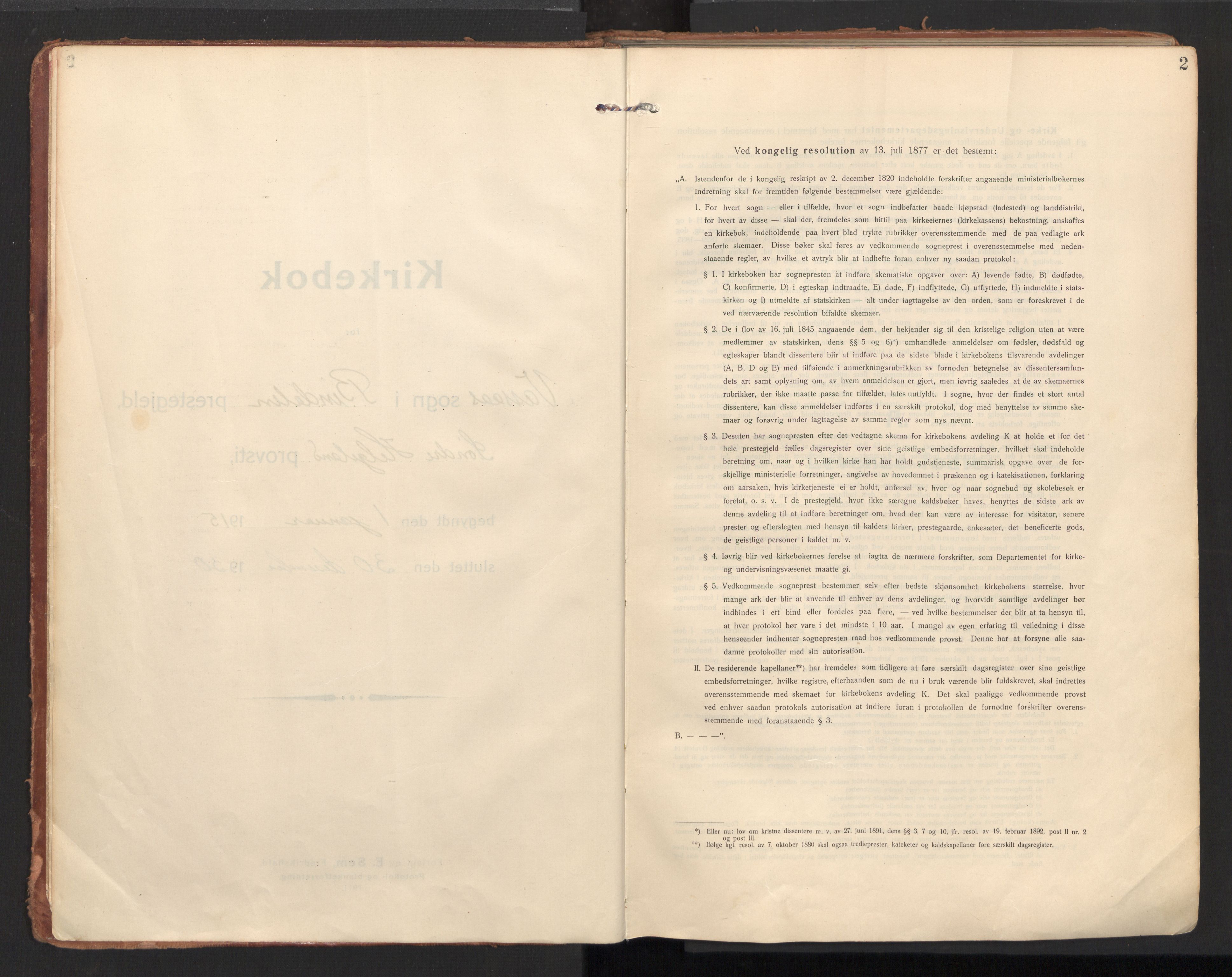 Ministerialprotokoller, klokkerbøker og fødselsregistre - Nordland, AV/SAT-A-1459/810/L0156: Ministerialbok nr. 810A15, 1915-1930, s. 2