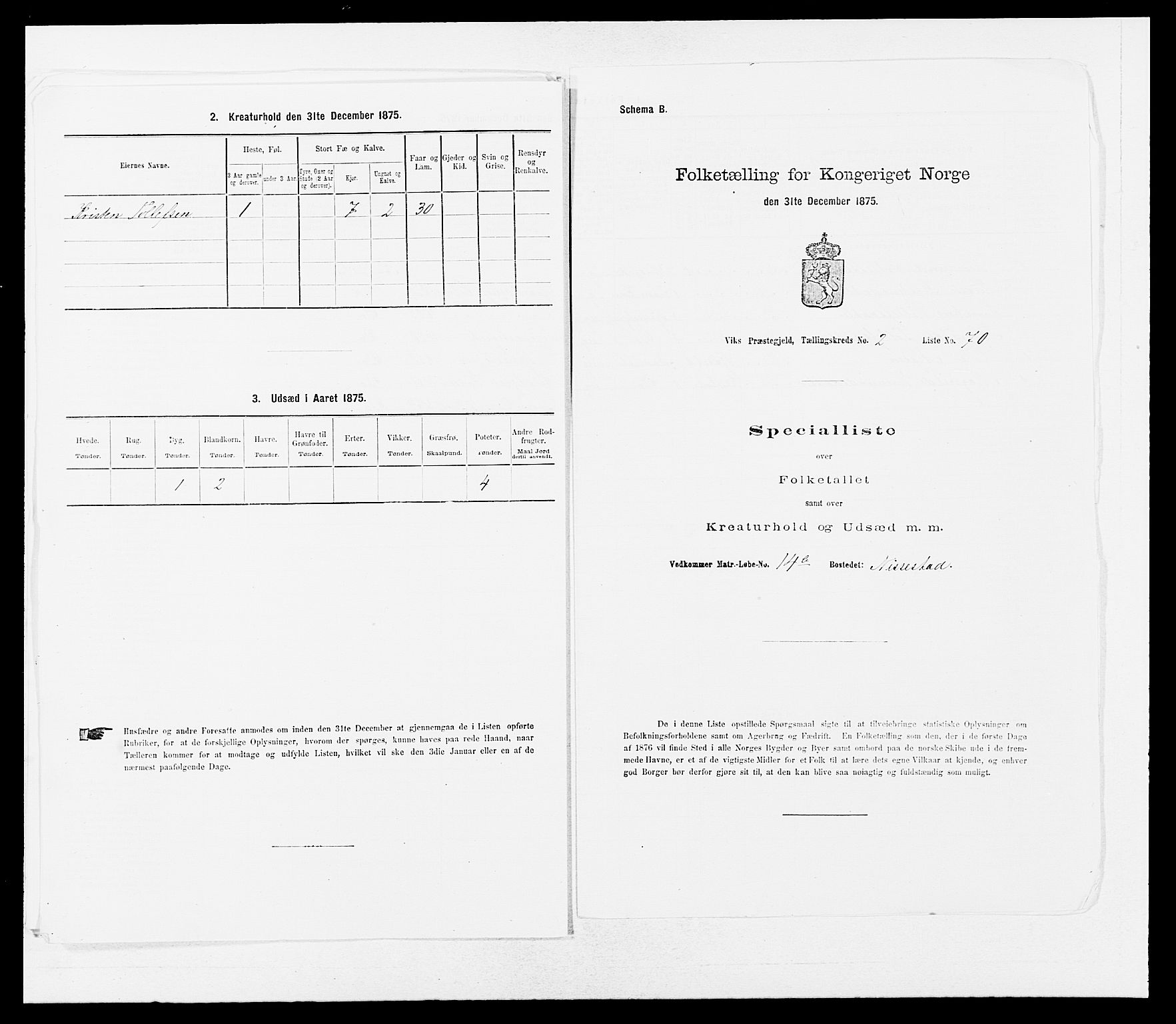 SAB, Folketelling 1875 for 1417P Vik prestegjeld, 1875, s. 300