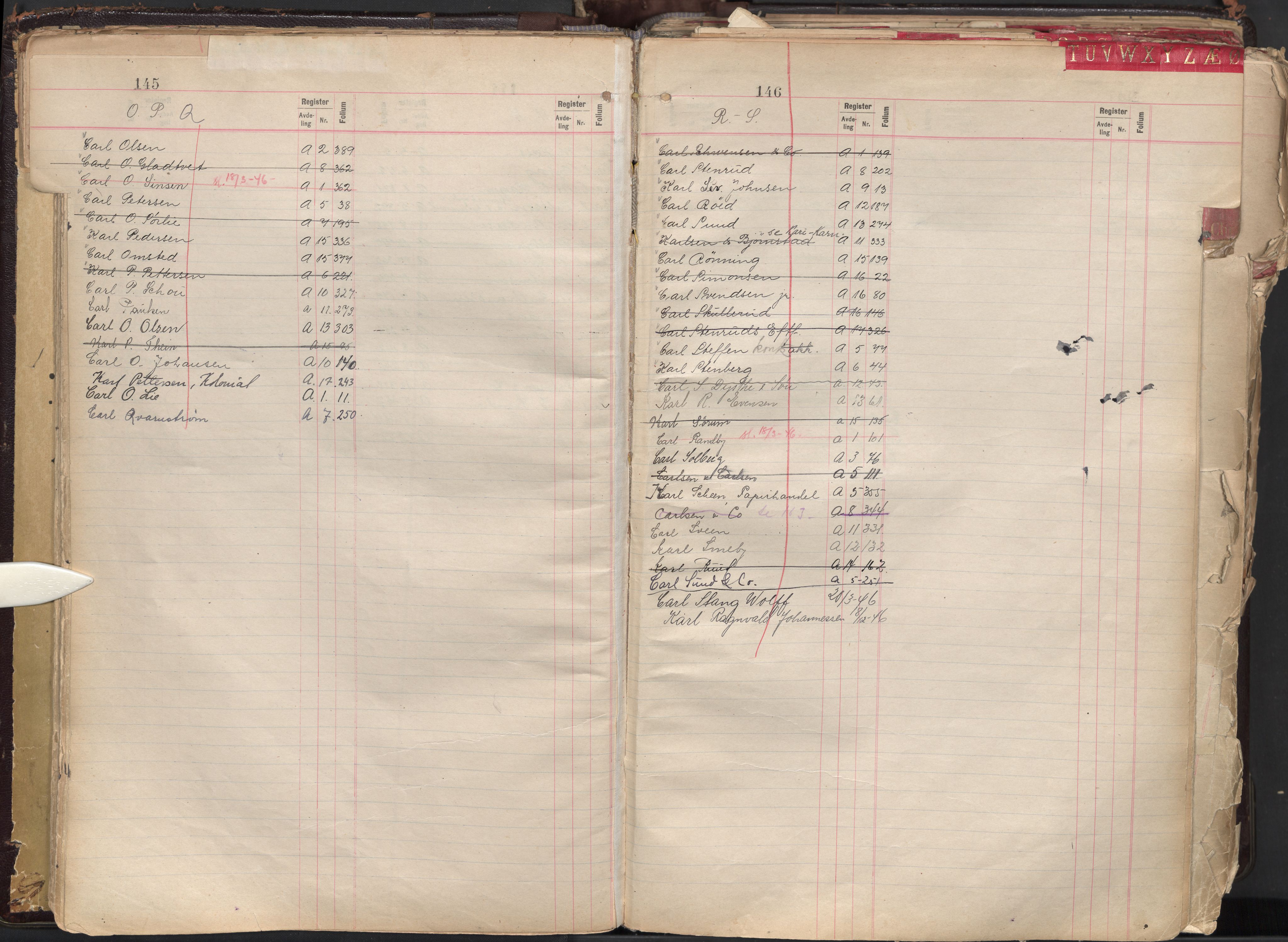 Oslo byfogd avd. II, AV/SAO-A-10942/G/Ga/Gaa/L0004: Firmaregister: A 1-17, ansvarlige firmaer, s. 145-146