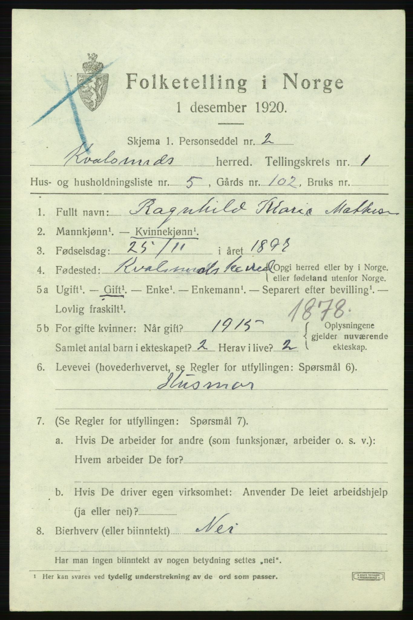 SATØ, Folketelling 1920 for 2017 Kvalsund herred, 1920, s. 504