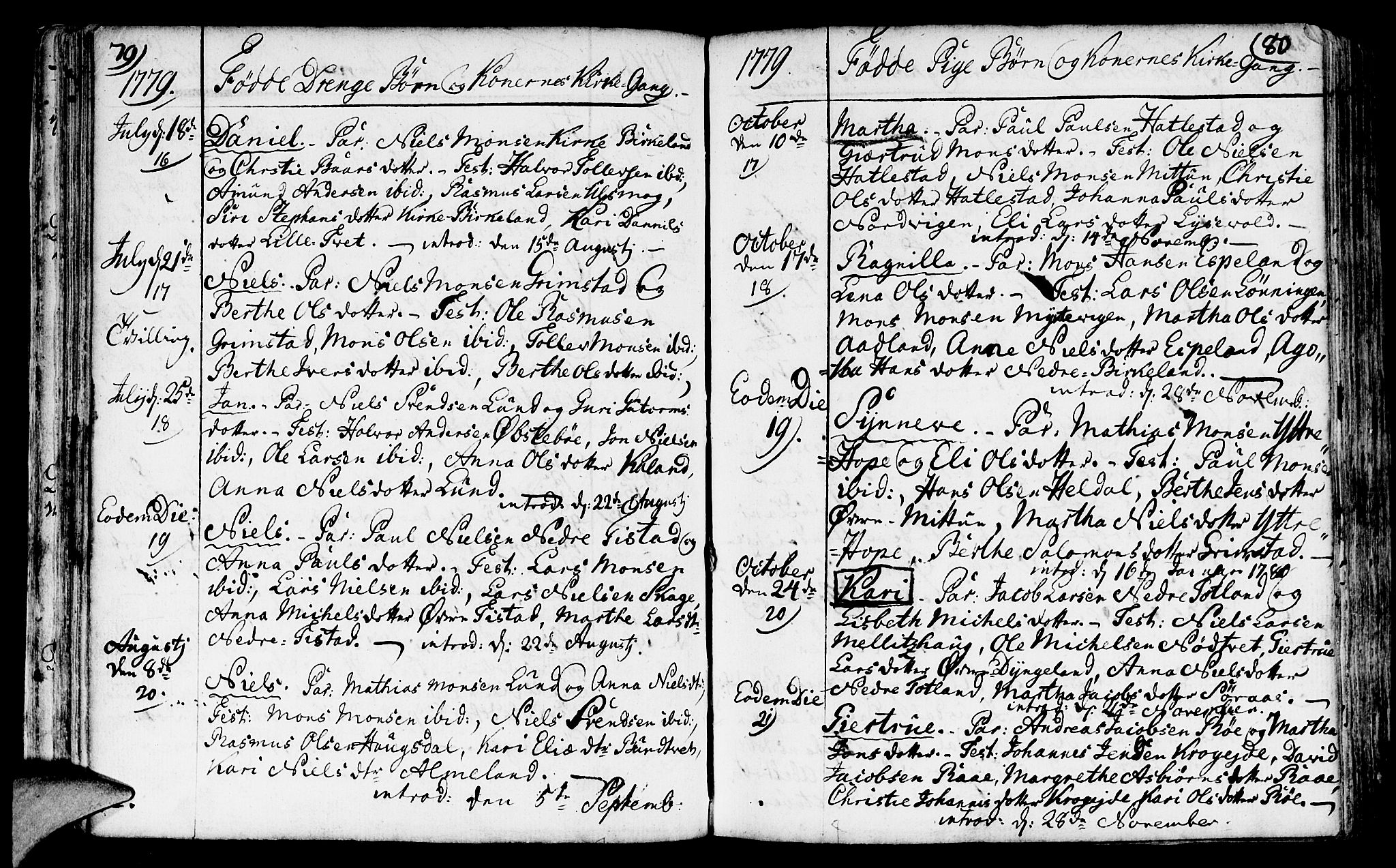 Fana Sokneprestembete, AV/SAB-A-75101/H/Haa/Haaa/L0005: Ministerialbok nr. A 5, 1773-1799, s. 79-80