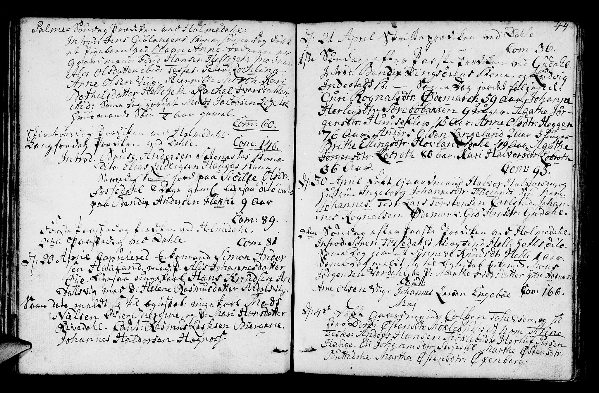 Fjaler sokneprestembete, AV/SAB-A-79801/H/Haa/Haaa/L0003: Ministerialbok nr. A 3, 1799-1814, s. 44
