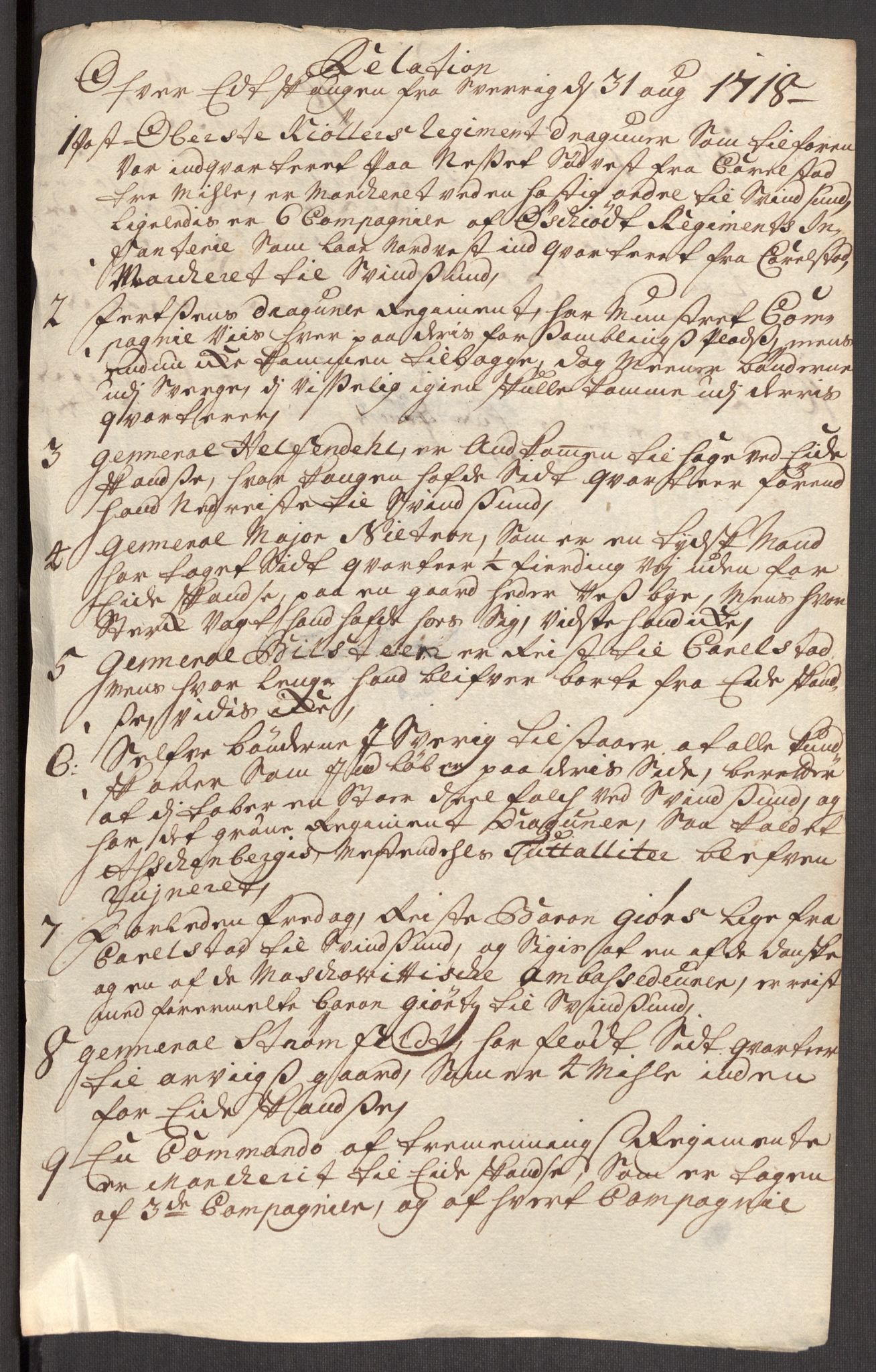 Kommanderende general (KG I) med Det norske krigsdirektorium, AV/RA-EA-5419/E/Eb/L0012: Kunnskap om fienden, kronologisk ordnet, 1718-1719, s. 265