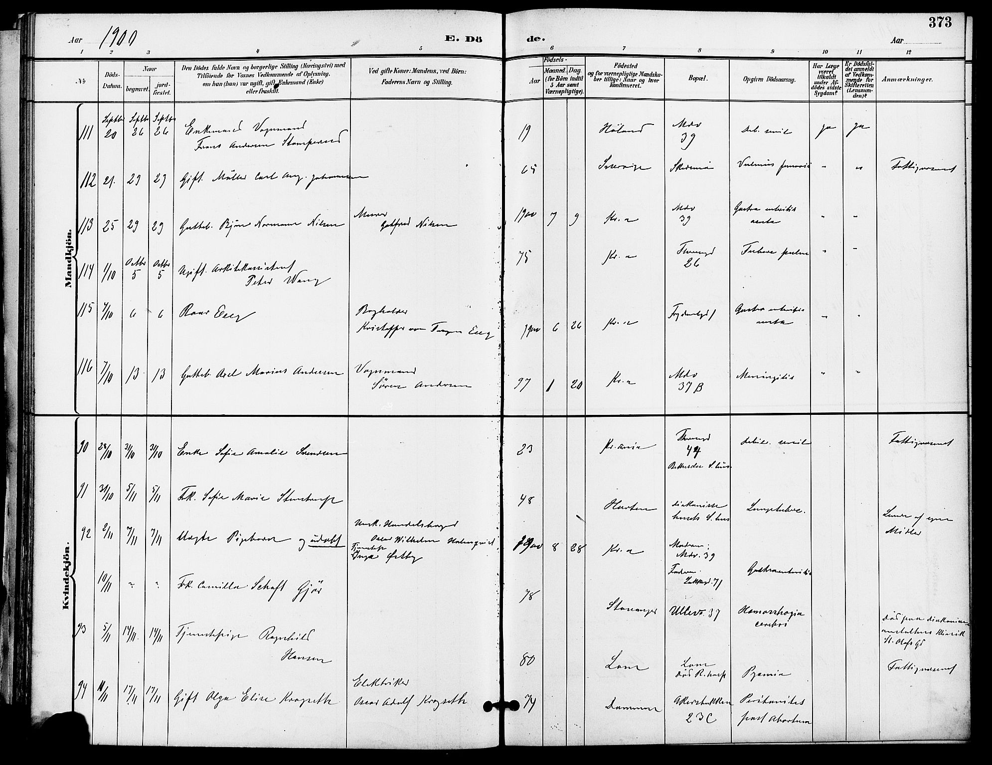 Gamle Aker prestekontor Kirkebøker, AV/SAO-A-10617a/F/L0011: Ministerialbok nr. 11, 1896-1901, s. 373