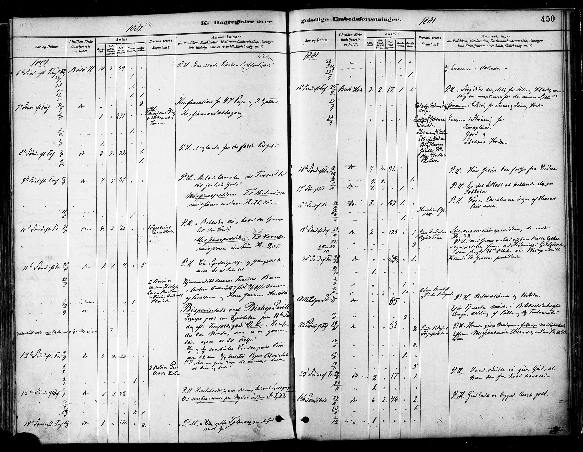 Ministerialprotokoller, klokkerbøker og fødselsregistre - Nordland, AV/SAT-A-1459/802/L0054: Ministerialbok nr. 802A01, 1879-1893, s. 450