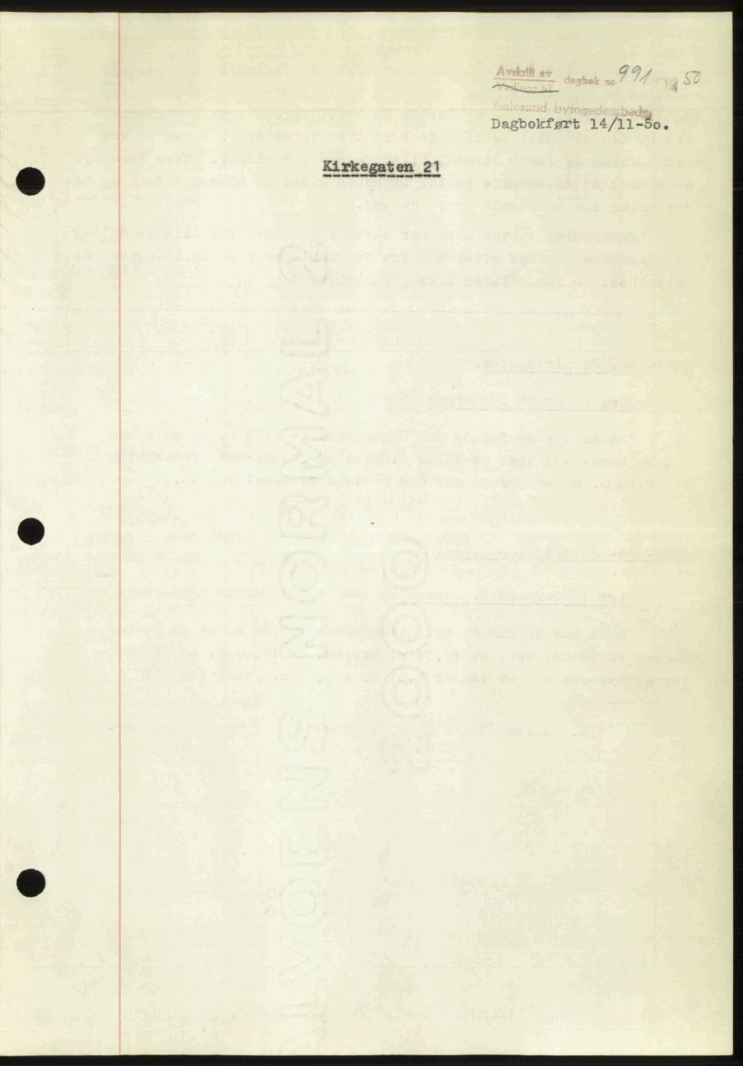 Ålesund byfogd, AV/SAT-A-4384: Pantebok nr. 37A (2), 1949-1950, Dagboknr: 991/1950