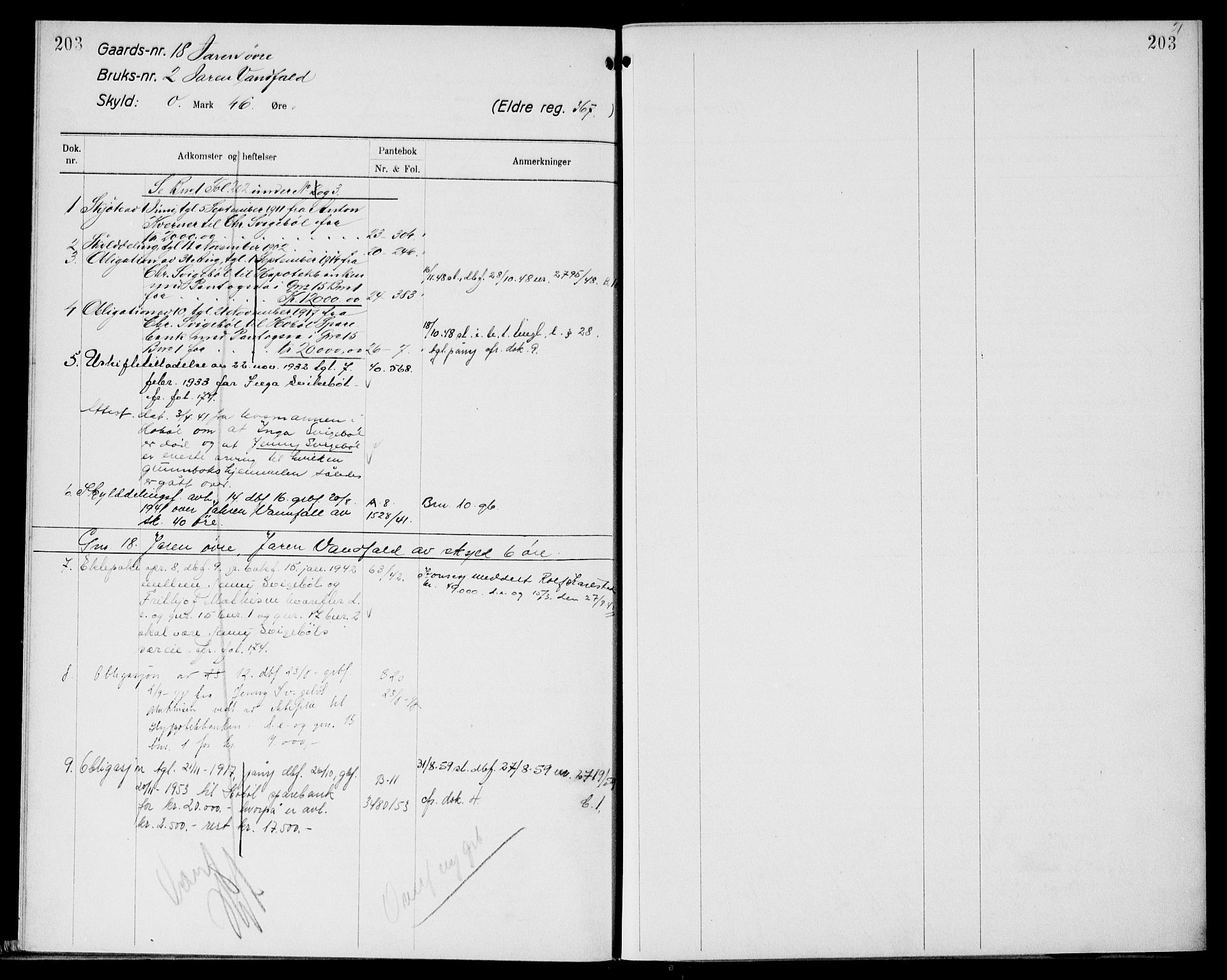 Moss sorenskriveri, SAO/A-10168: Panteregister nr. X 1, 1792-1960, s. 203