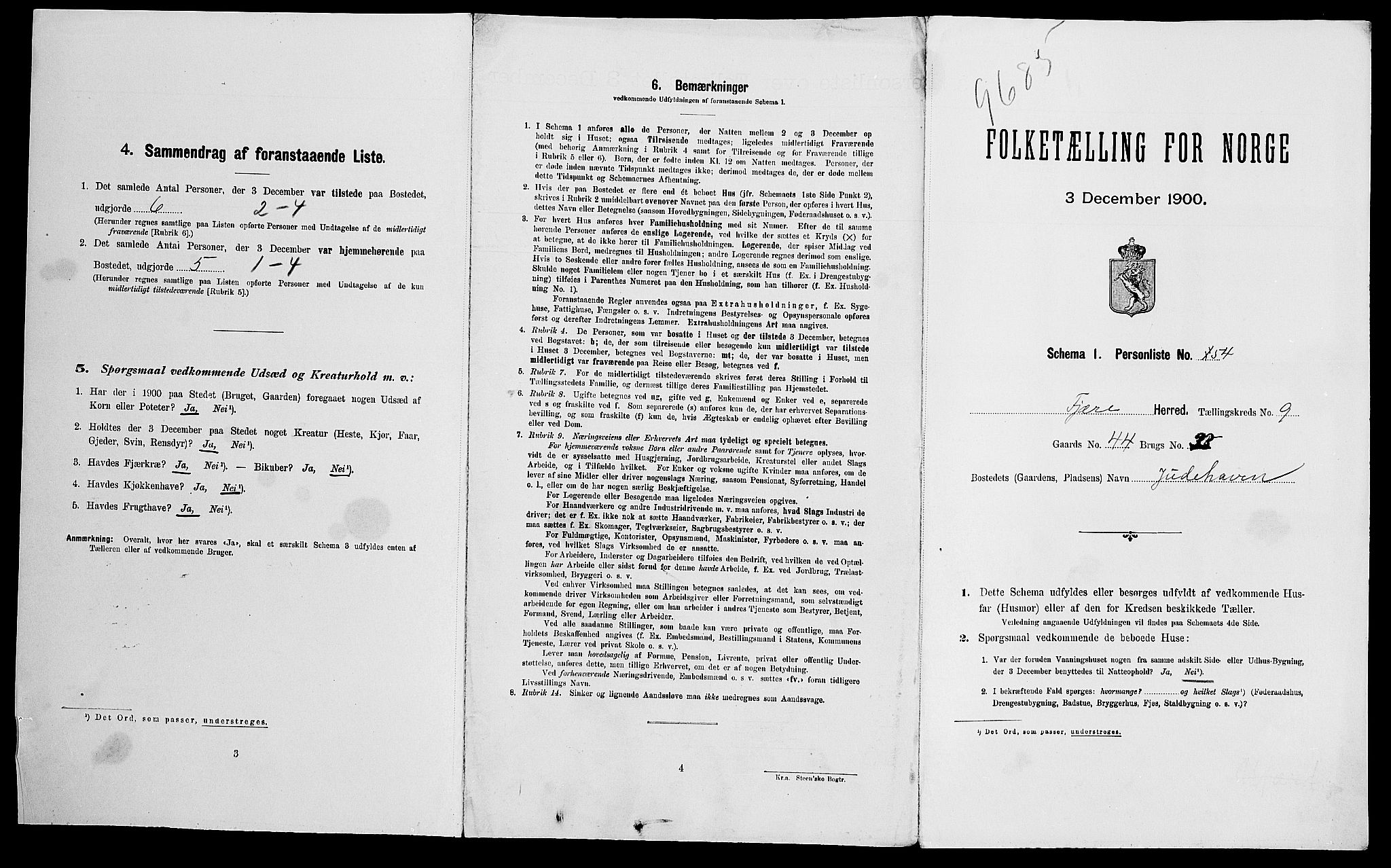 SAK, Folketelling 1900 for 0923 Fjære herred, 1900, s. 1908