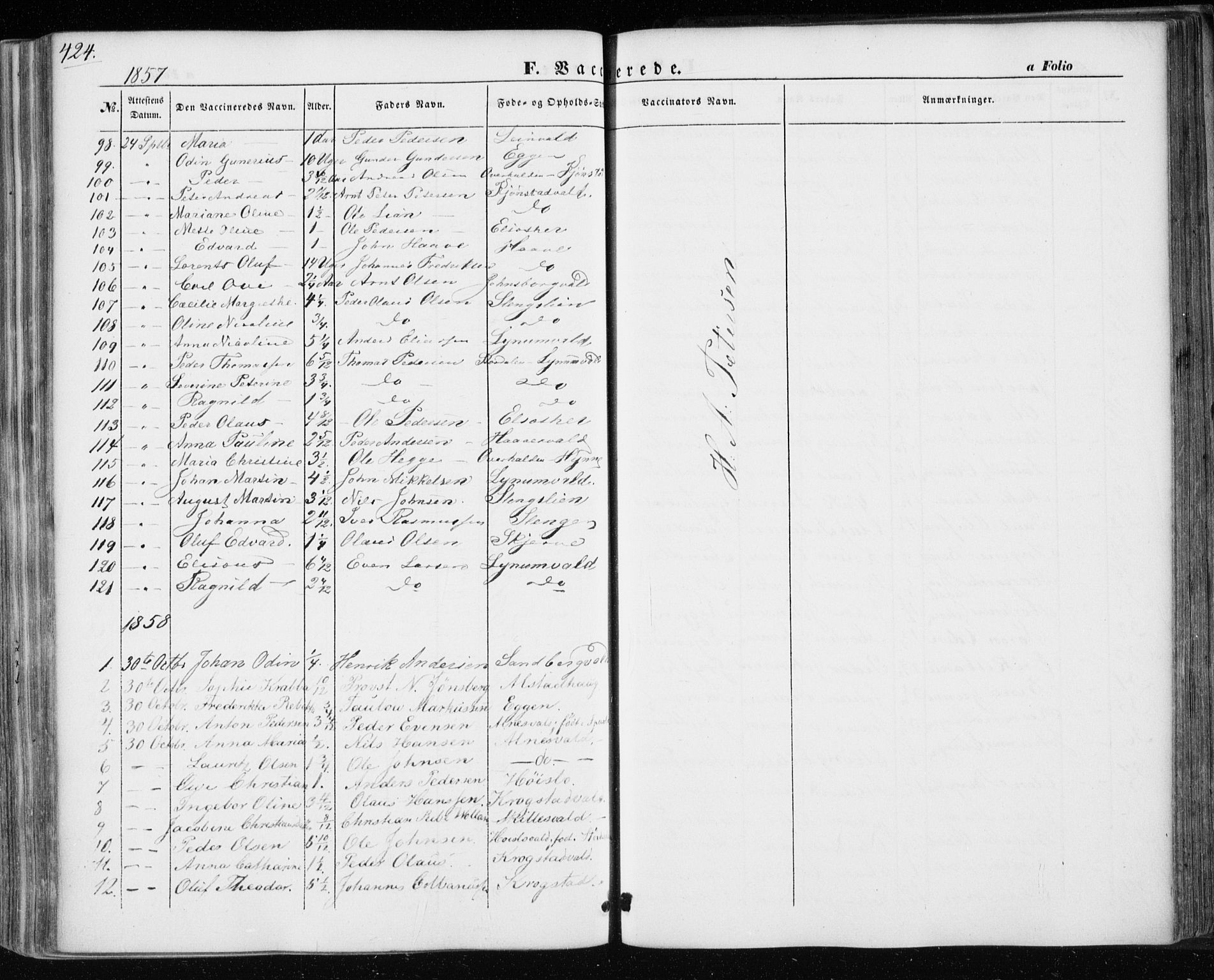 Ministerialprotokoller, klokkerbøker og fødselsregistre - Nord-Trøndelag, SAT/A-1458/717/L0154: Ministerialbok nr. 717A07 /1, 1850-1862, s. 424