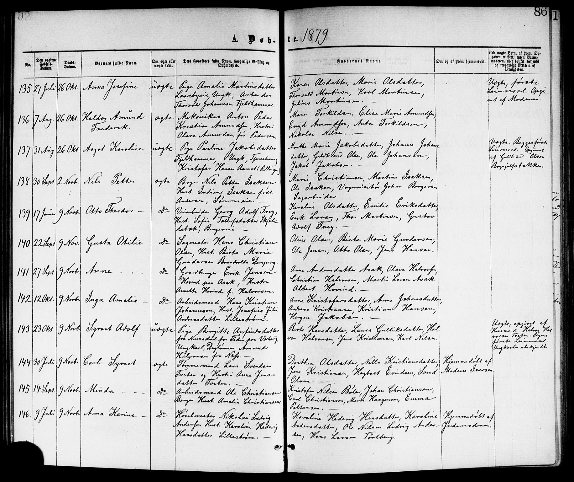 Skedsmo prestekontor Kirkebøker, AV/SAO-A-10033a/G/Ga/L0003: Klokkerbok nr. I 3, 1873-1882, s. 86
