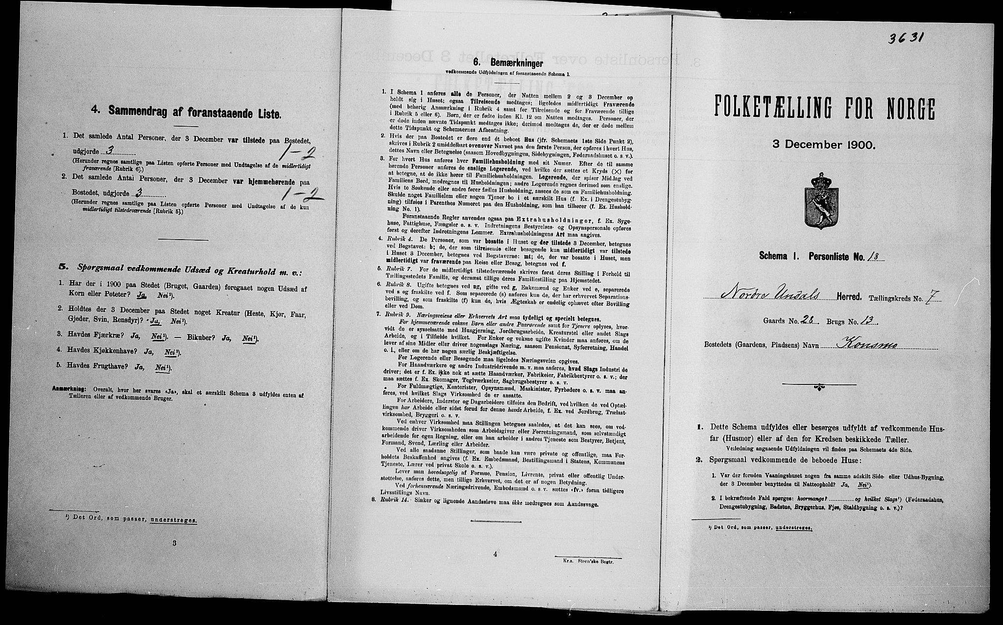 SAK, Folketelling 1900 for 1028 Nord-Audnedal herred, 1900, s. 647