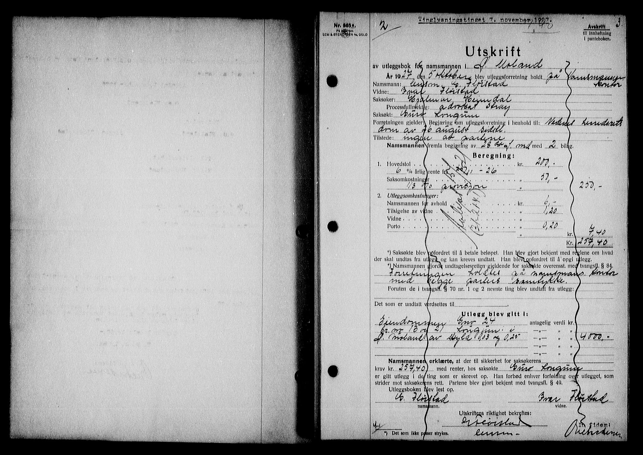 Nedenes sorenskriveri, SAK/1221-0006/G/Gb/Gba/L0033: Pantebok nr. 29, 1927-1928, s. 3