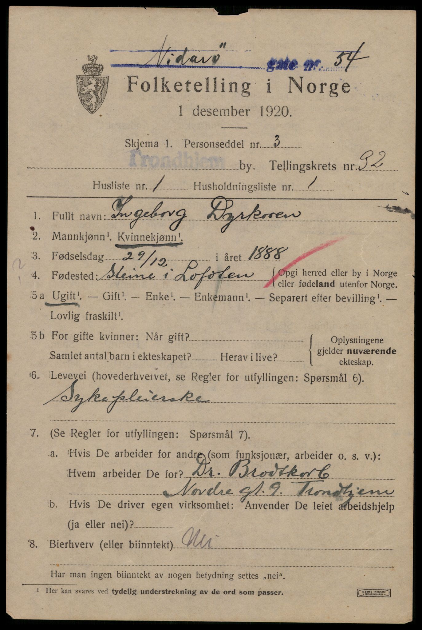 SAT, Folketelling 1920 for 1601 Trondheim kjøpstad, 1920, s. 77204