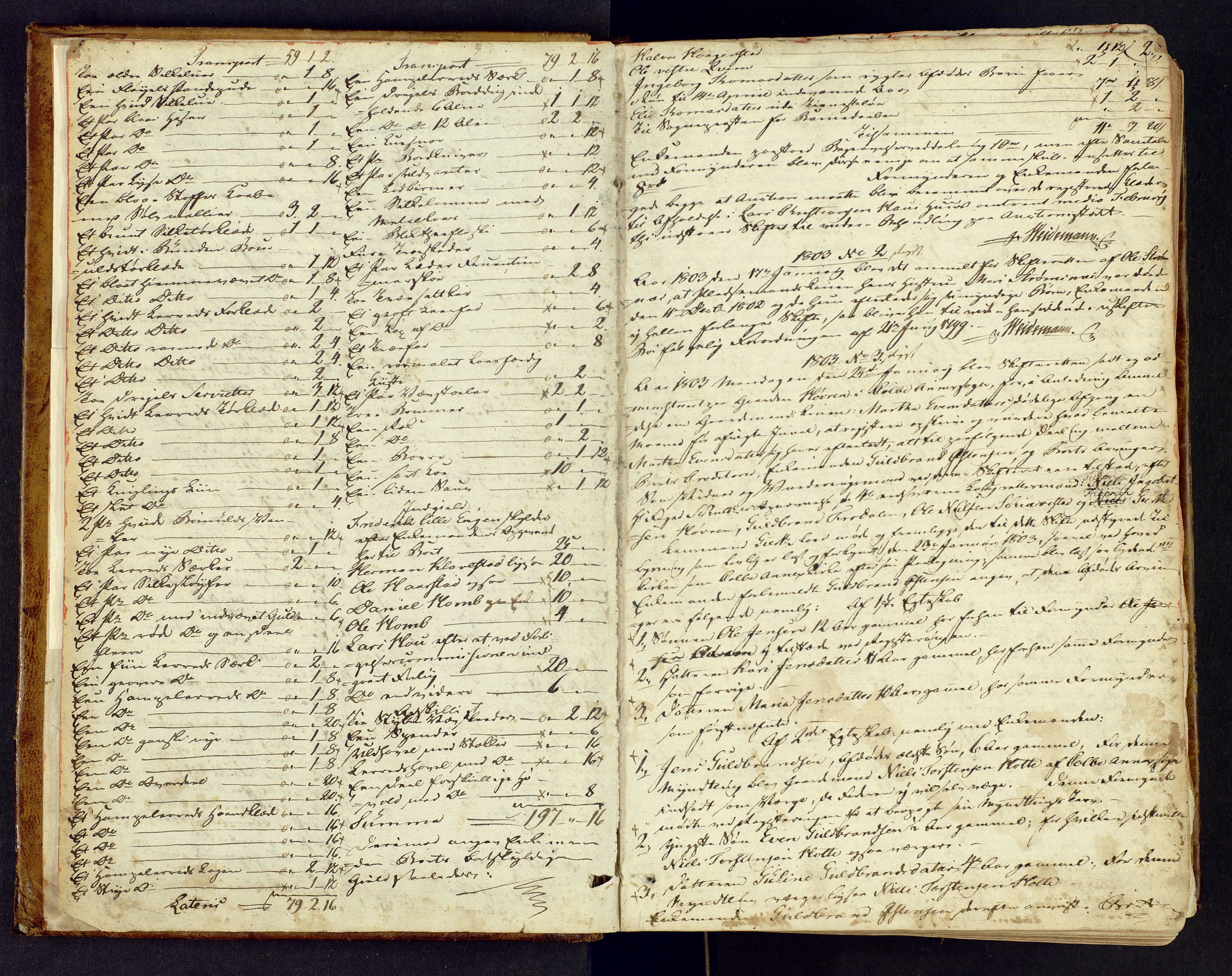Toten tingrett, SAH/TING-006/J/Ja/L0014: Skifte- og registreringsprotokoll, 1803-1812, s. 1b-2a