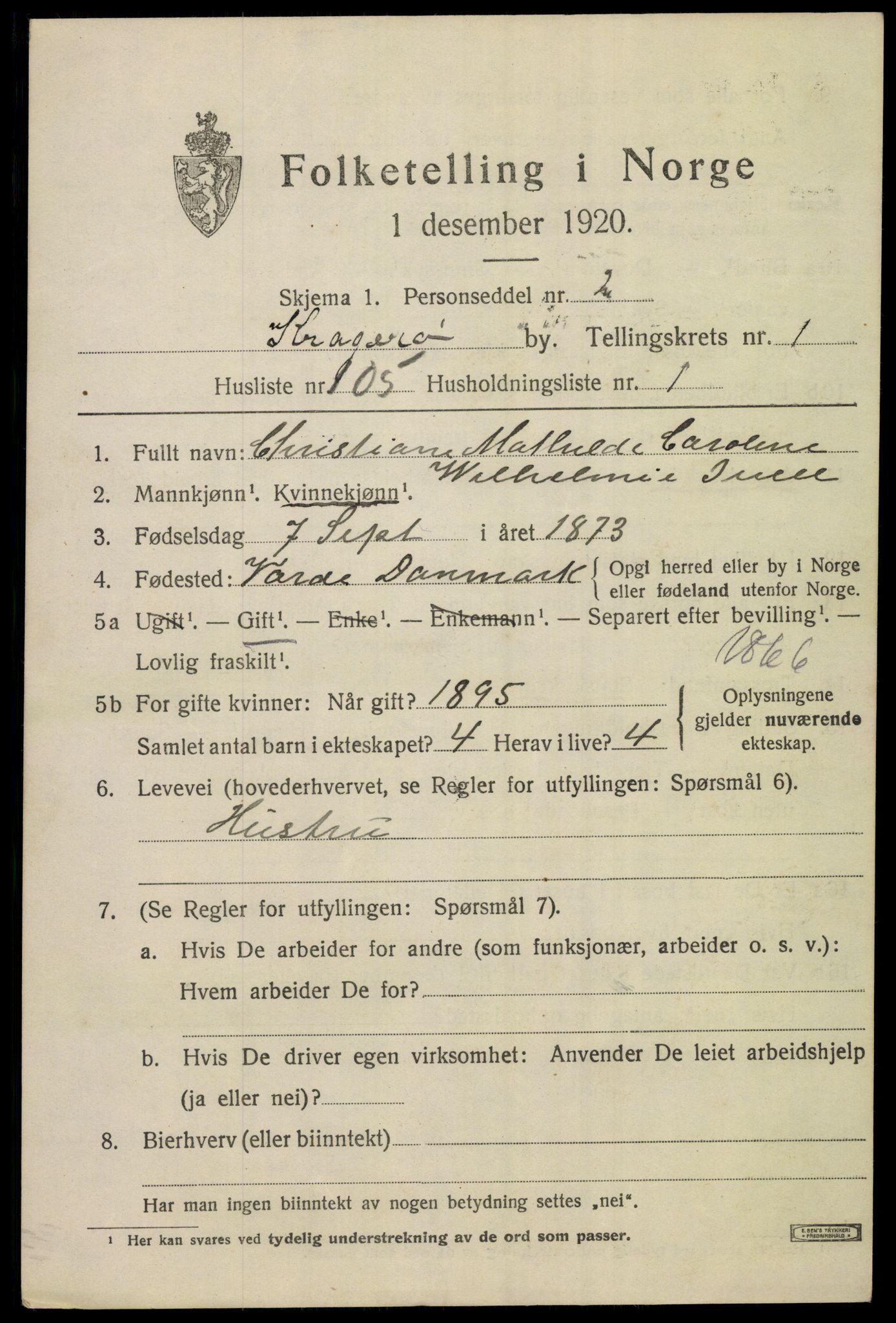 SAKO, Folketelling 1920 for 0801 Kragerø kjøpstad, 1920, s. 5329