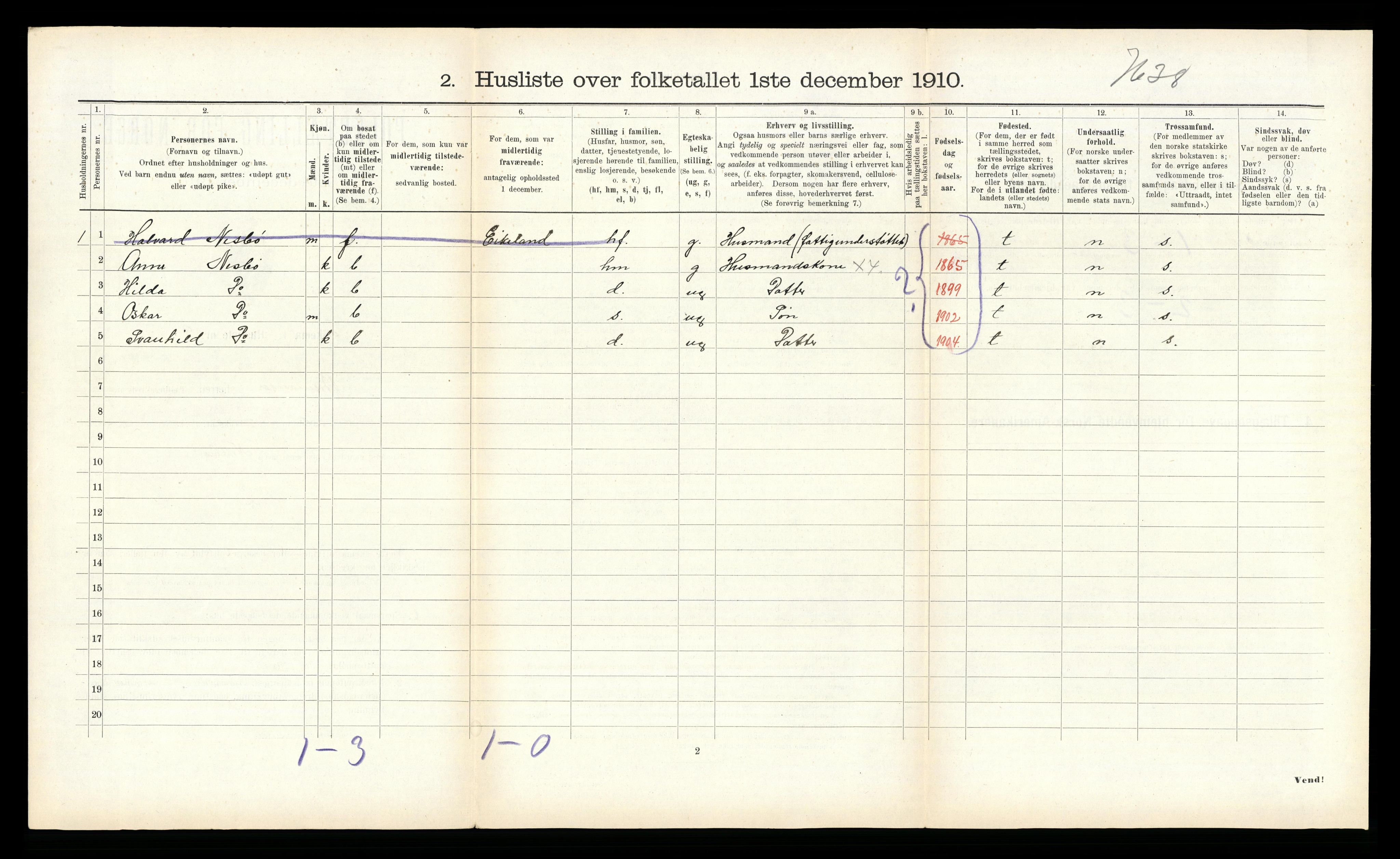 RA, Folketelling 1910 for 1438 Bremanger herred, 1910, s. 626