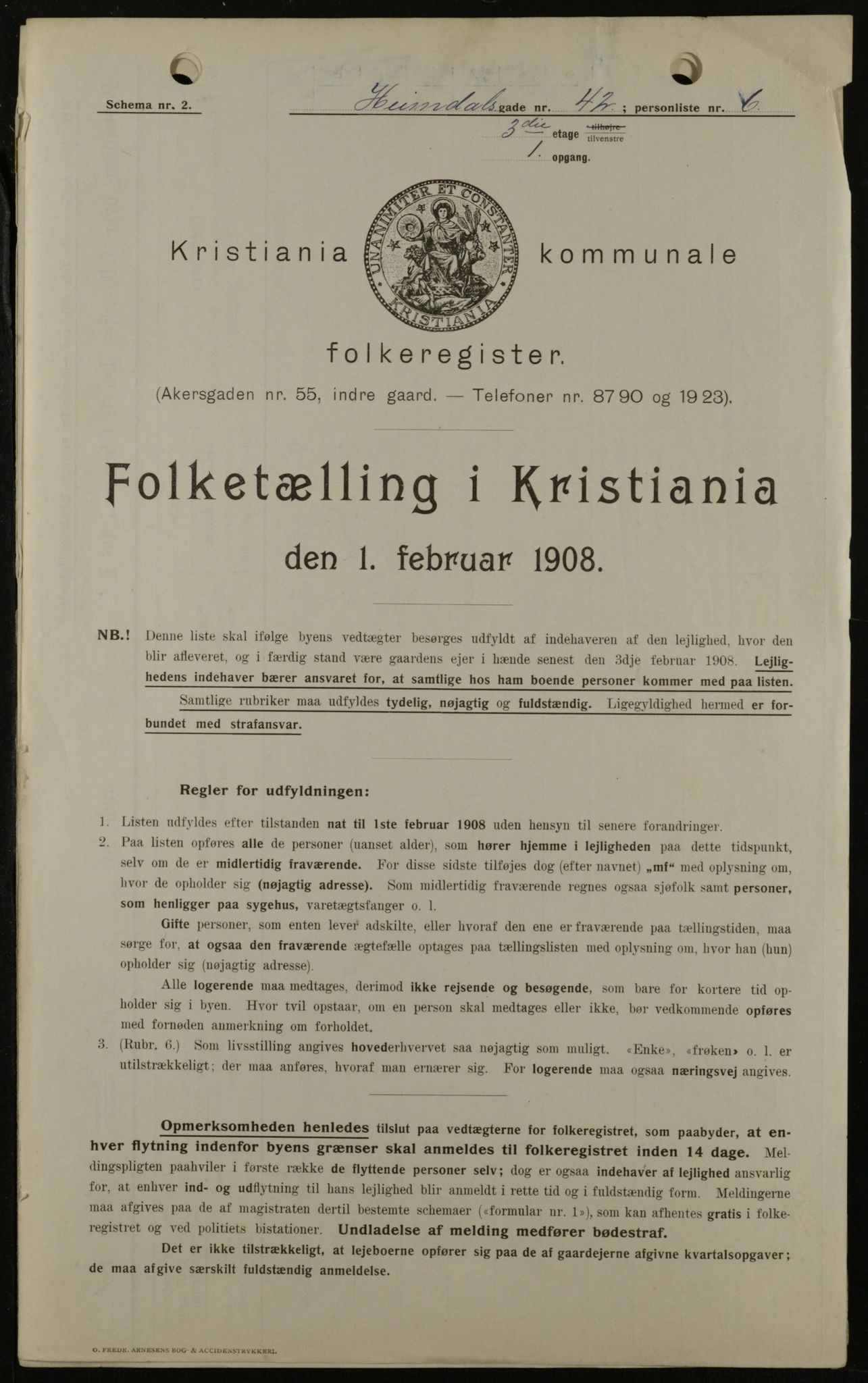 OBA, Kommunal folketelling 1.2.1908 for Kristiania kjøpstad, 1908, s. 33722