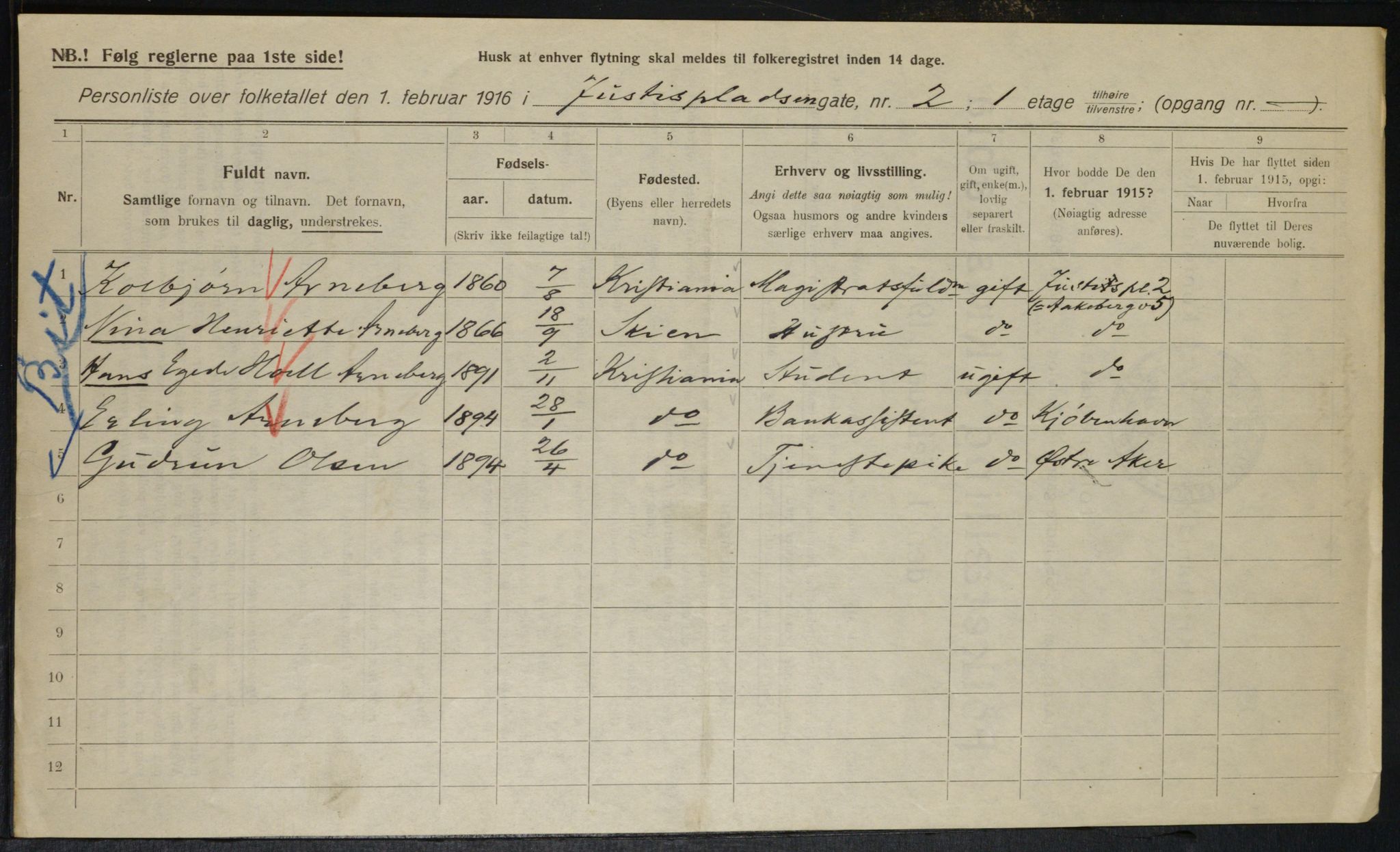 OBA, Kommunal folketelling 1.2.1916 for Kristiania, 1916, s. 48800