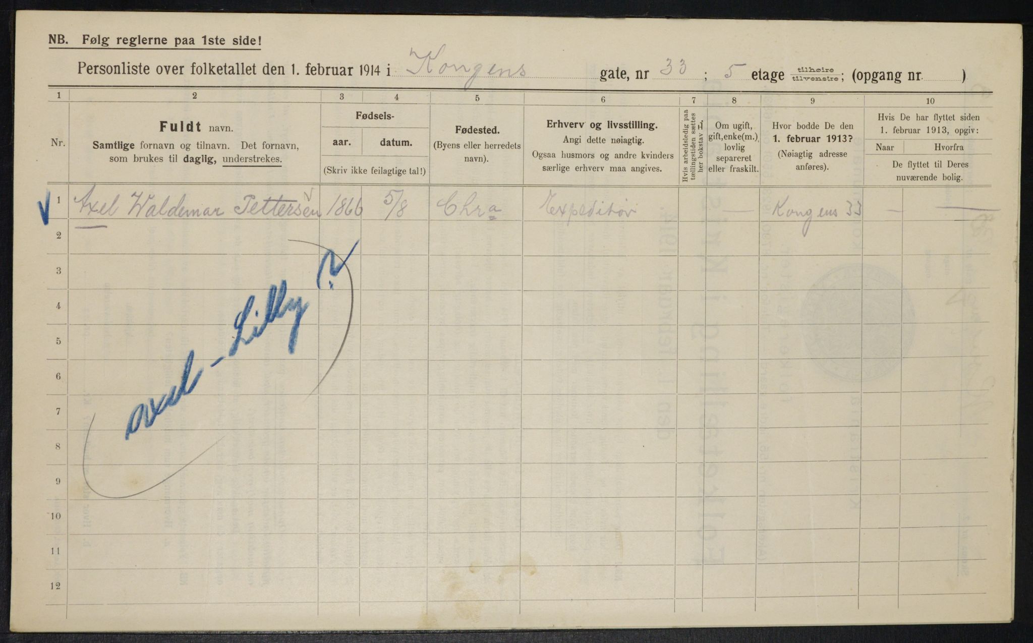 OBA, Kommunal folketelling 1.2.1914 for Kristiania, 1914, s. 52574