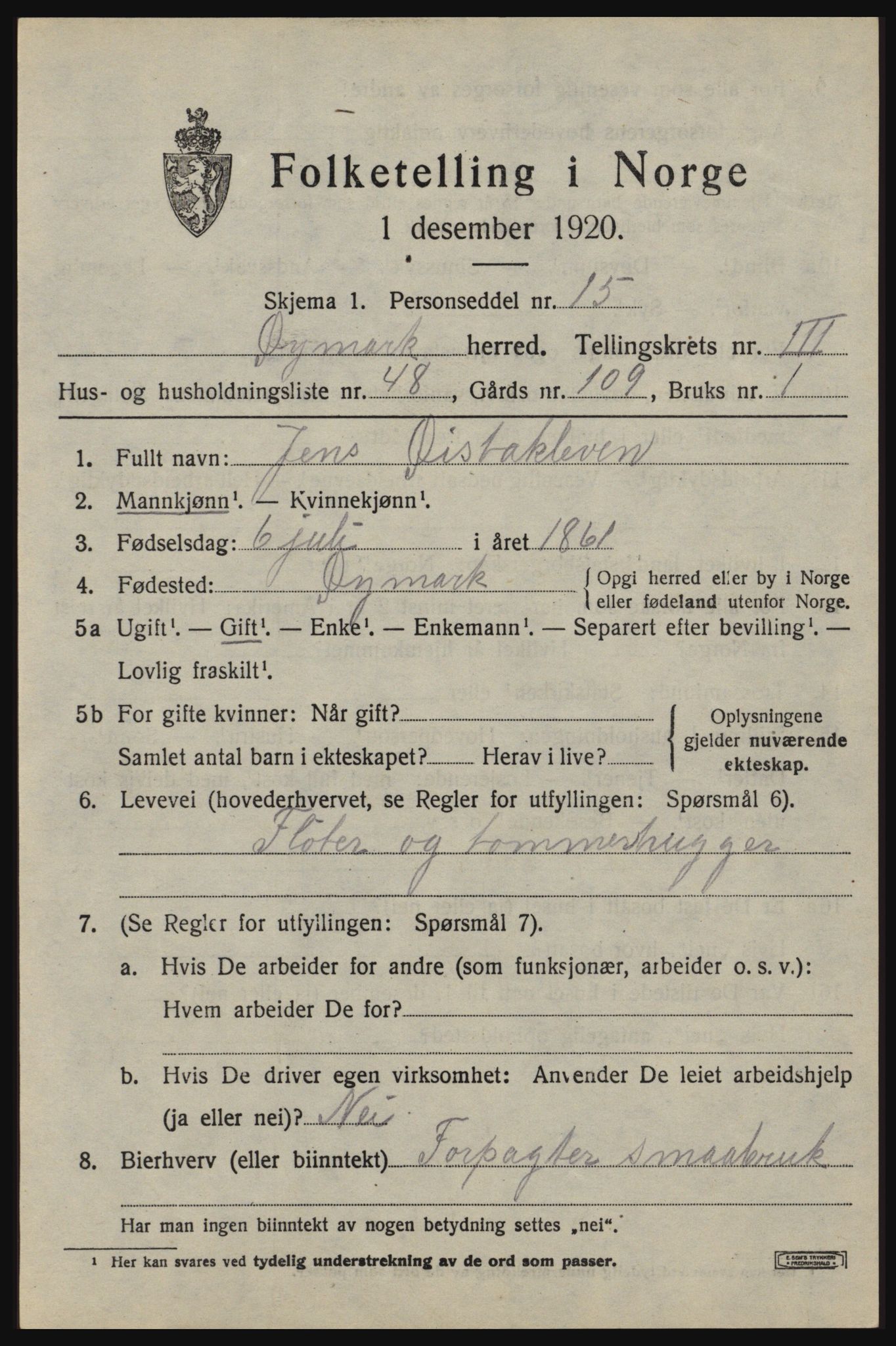 SAO, Folketelling 1920 for 0119 Øymark herred, 1920, s. 2945