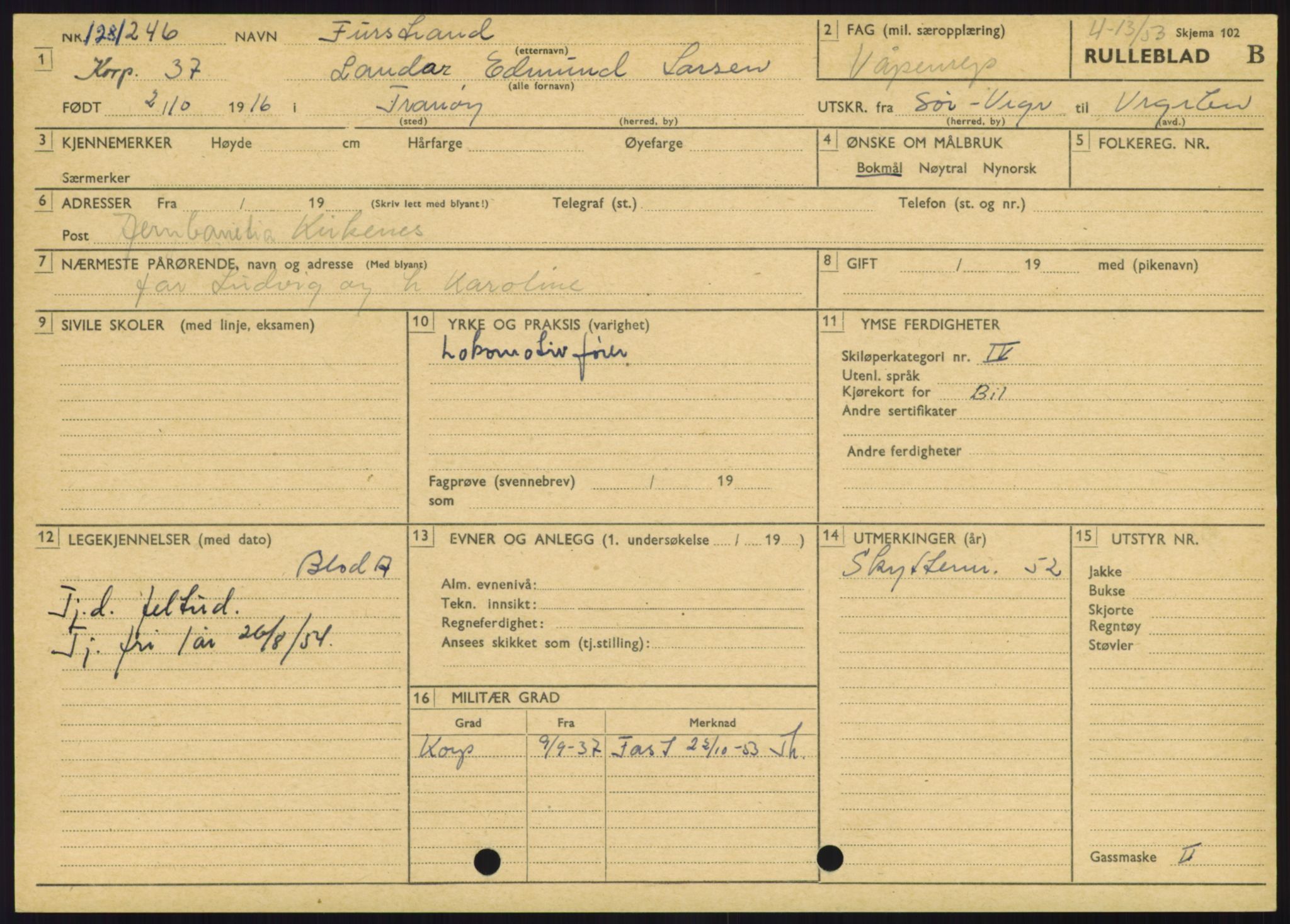 Forsvaret, Varanger bataljon, AV/RA-RAFA-2258/1/D/L0445: Rulleblad for menige født 1915-1916, 1915-1916, s. 351